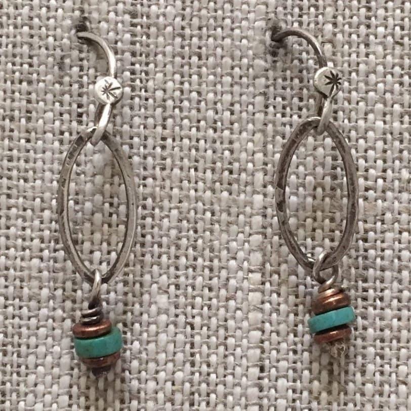 Cactus Night Sterling Silver, Turquoise & Copper Earrings by iNk Jewelry