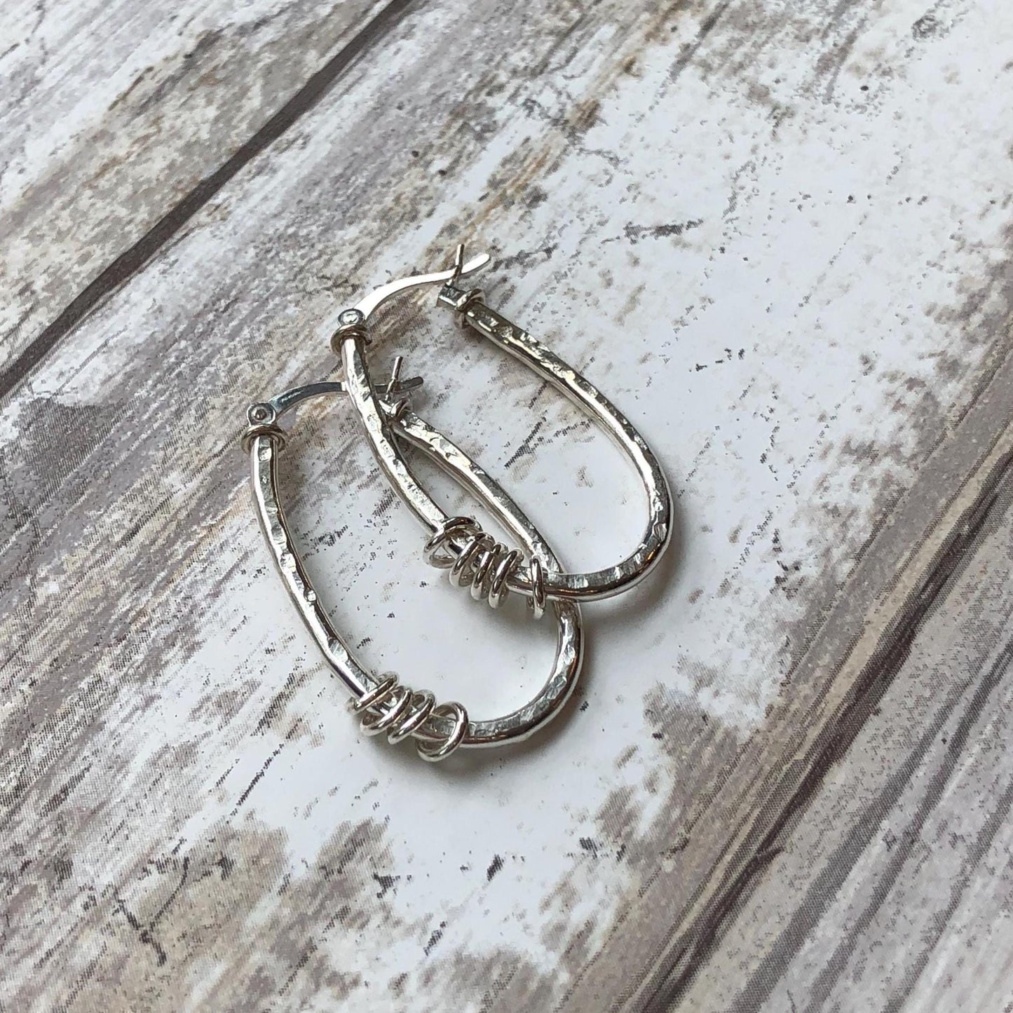 Oval Textured Hoop Earring "Stirrup" by iNk Jewelry