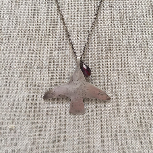 Small Humming Bird Necklace - Homage to Frida - Sterling Silver by iNk Jewelry