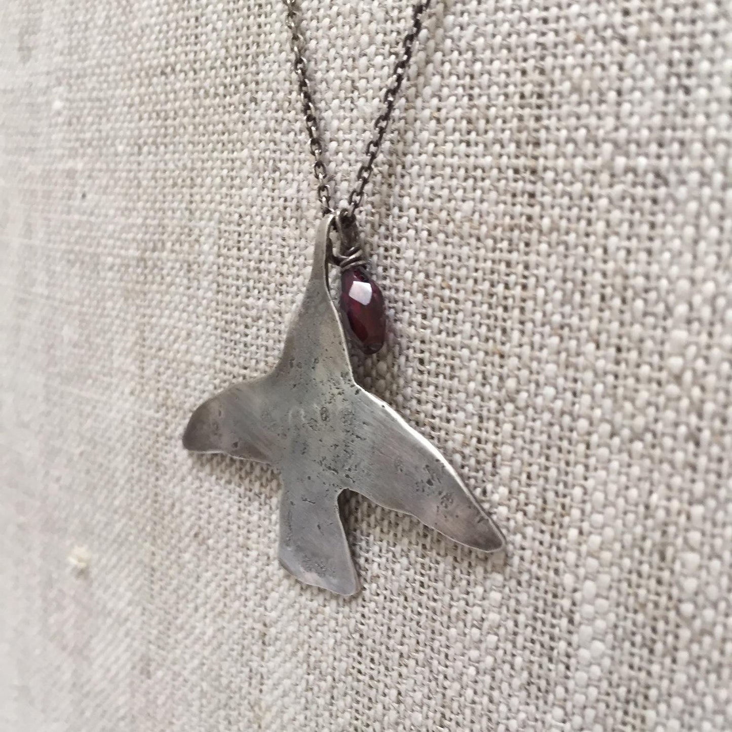 Small Humming Bird Necklace - Homage to Frida - Sterling Silver by iNk Jewelry