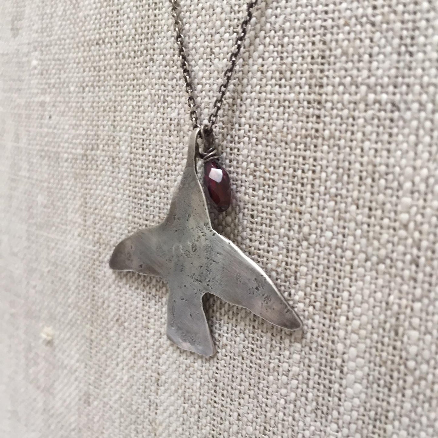 Small Hummingbird Necklace - Homage to Frida - Sterling Silver by iNk Jewelry