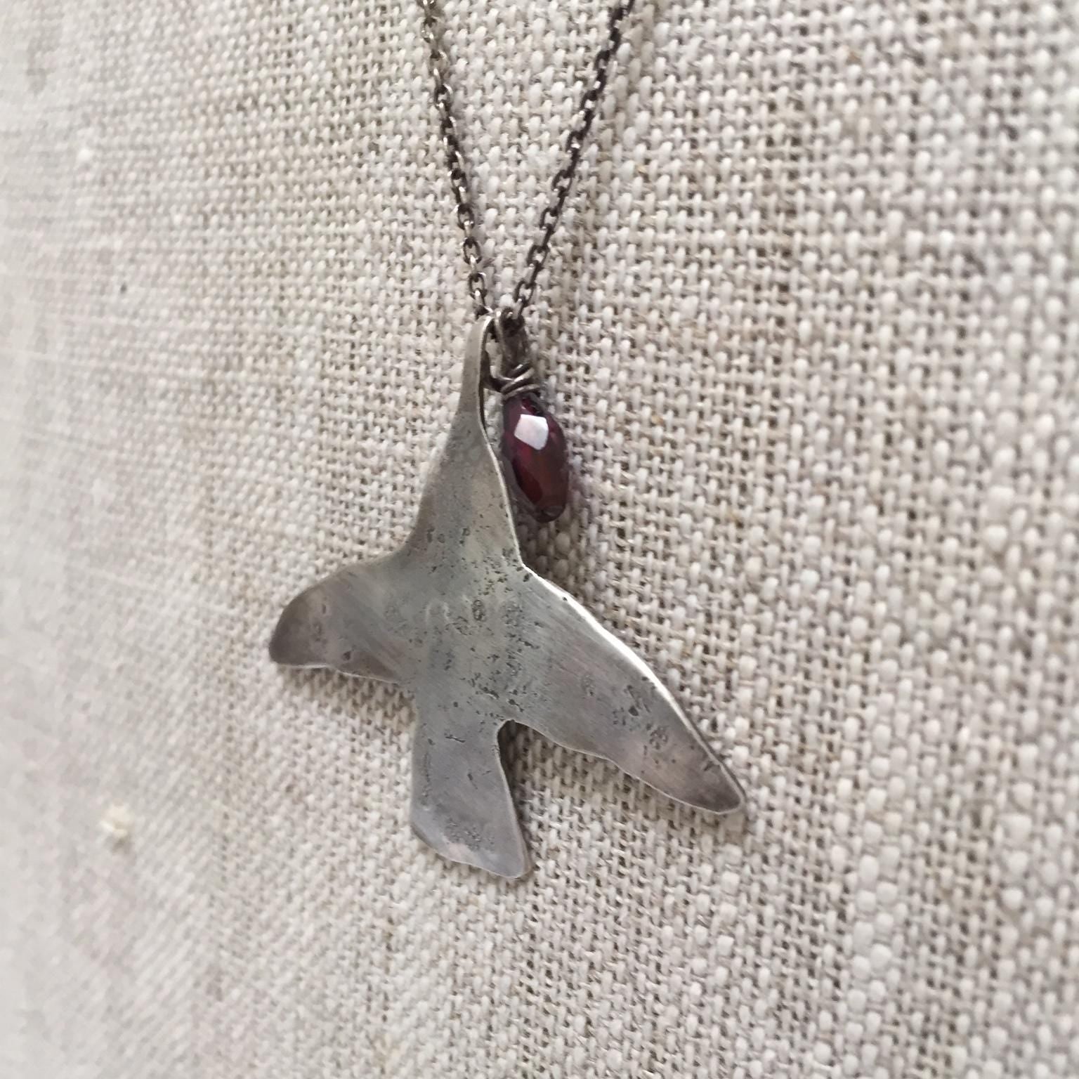 Small Hummingbird Necklace - Homage to Frida - Sterling Silver by iNk Jewelry