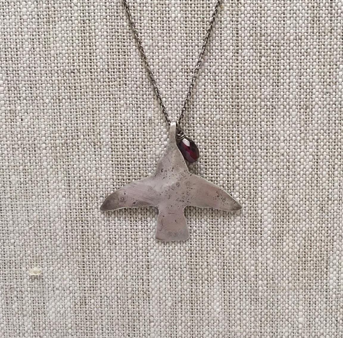 Small Hummingbird Necklace - Homage to Frida - Sterling Silver by iNk Jewelry