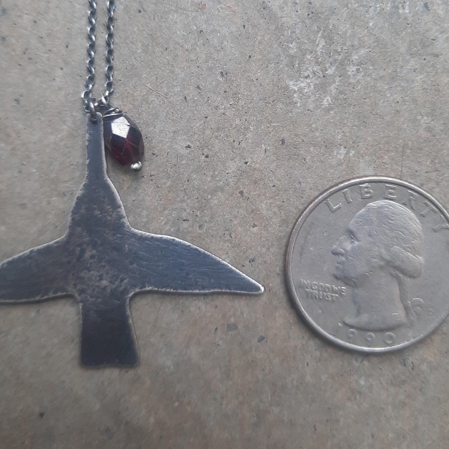 Small Hummingbird Necklace - Homage to Frida - Sterling Silver by iNk Jewelry