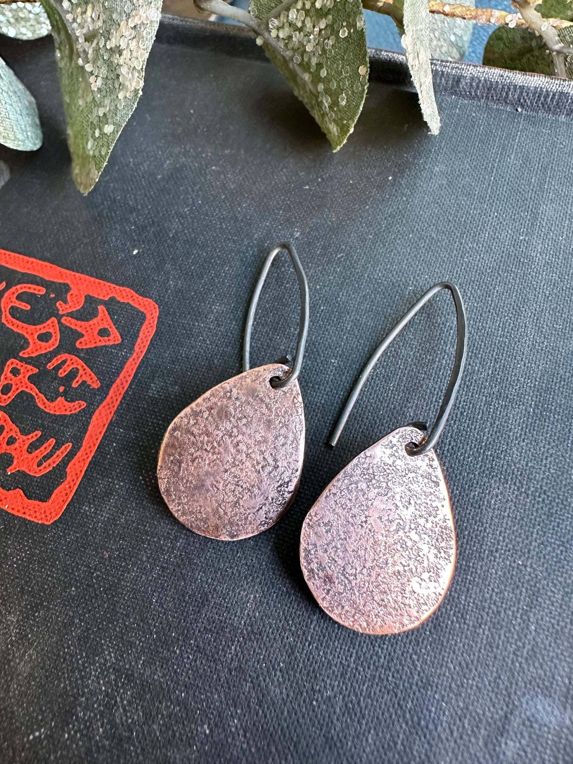 Textured Distressed Copper Earring "Allure" by iNk Jewelry