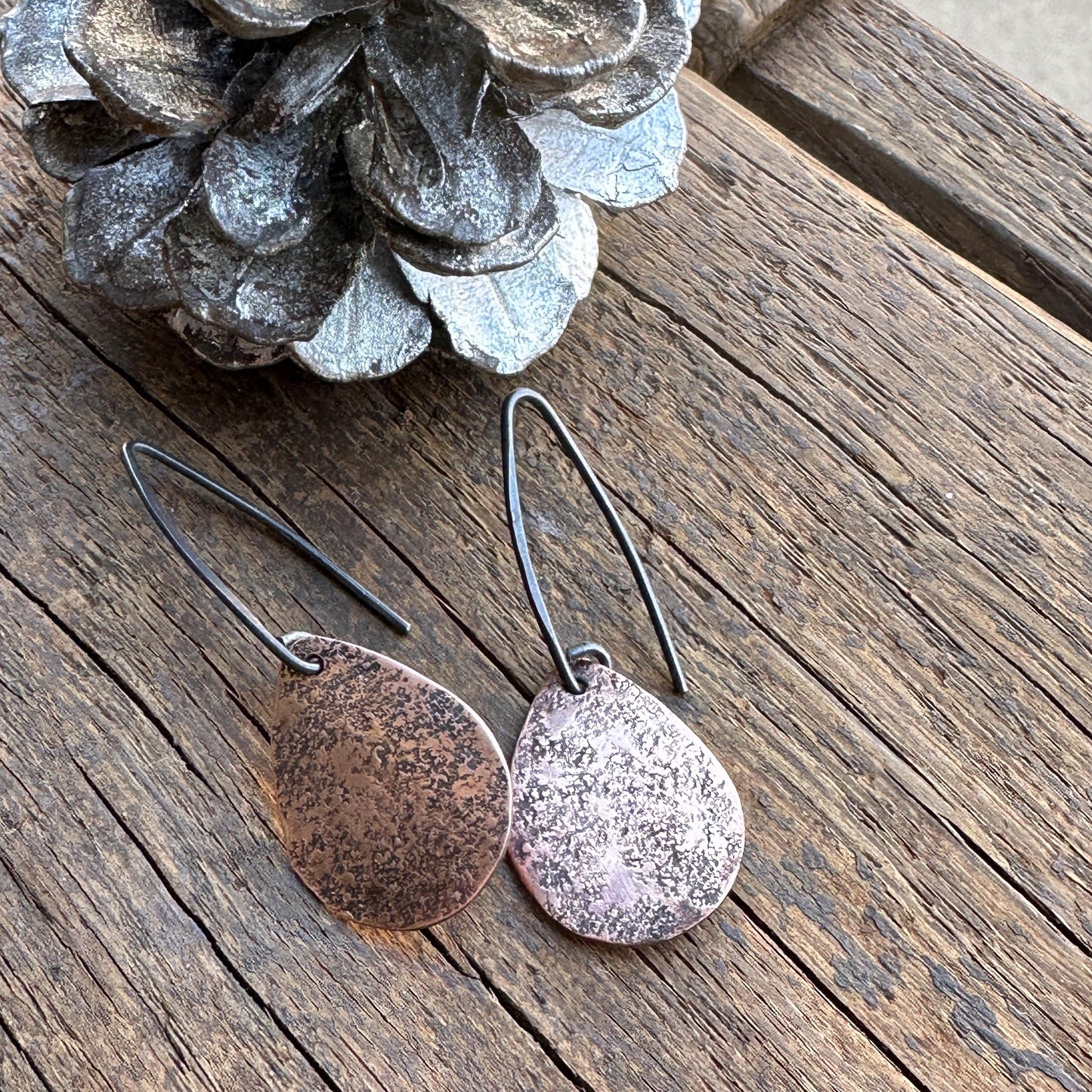 Textured Distressed Copper Earring "Allure" by iNk Jewelry