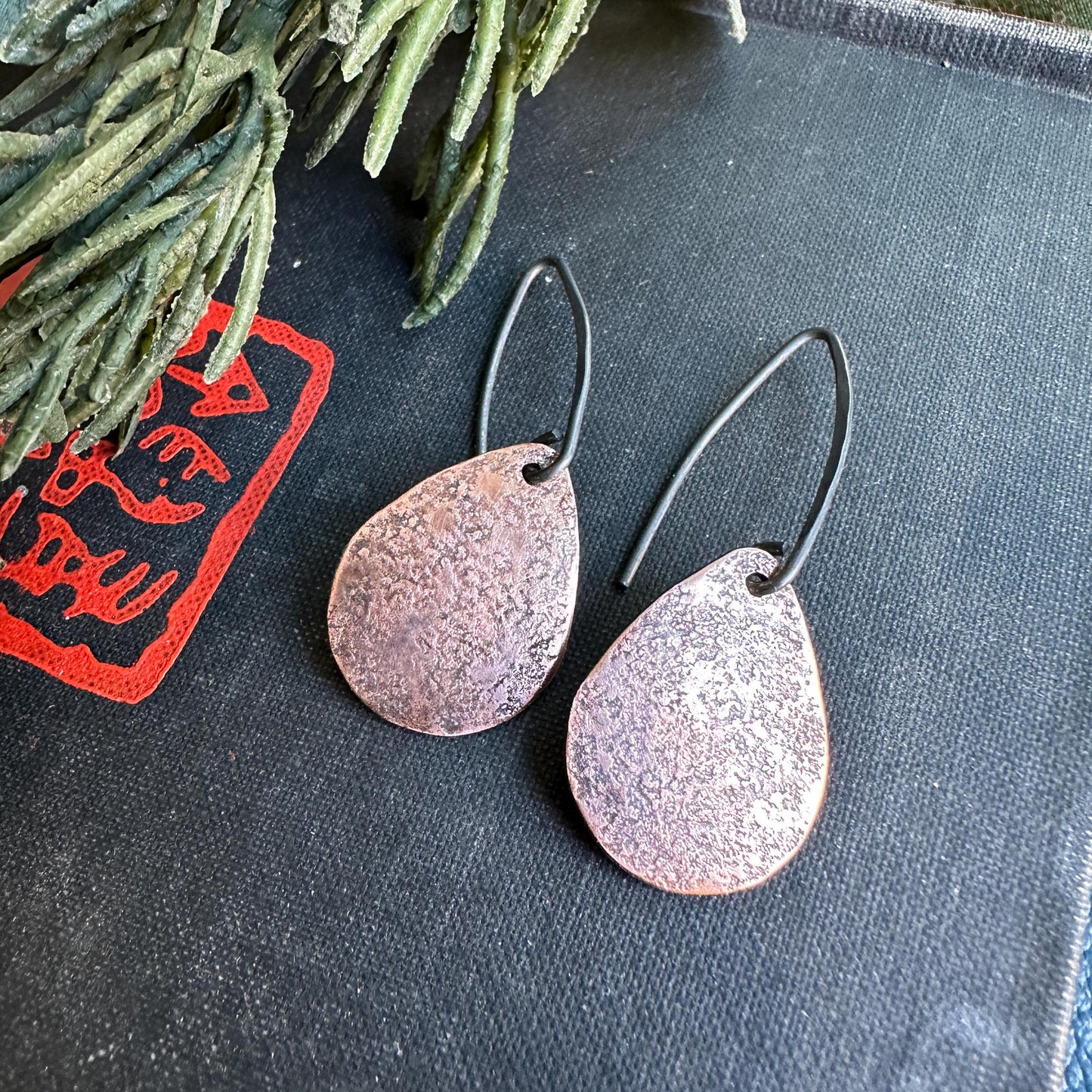 Textured Distressed Copper Earring "Allure" by iNk Jewelry