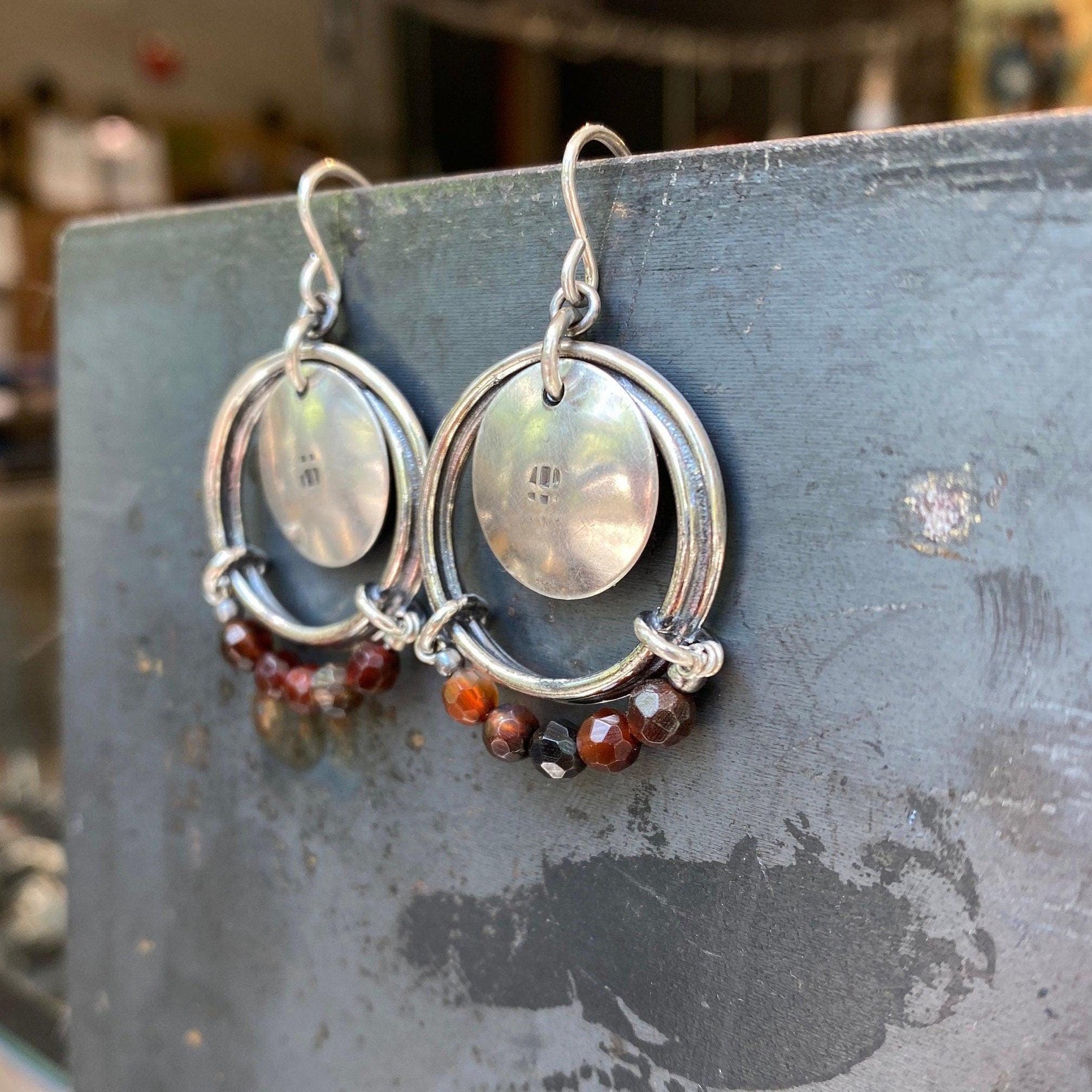 Carnelian Earrings in Solid Sterling Silver Soul - by iNk Jewelry