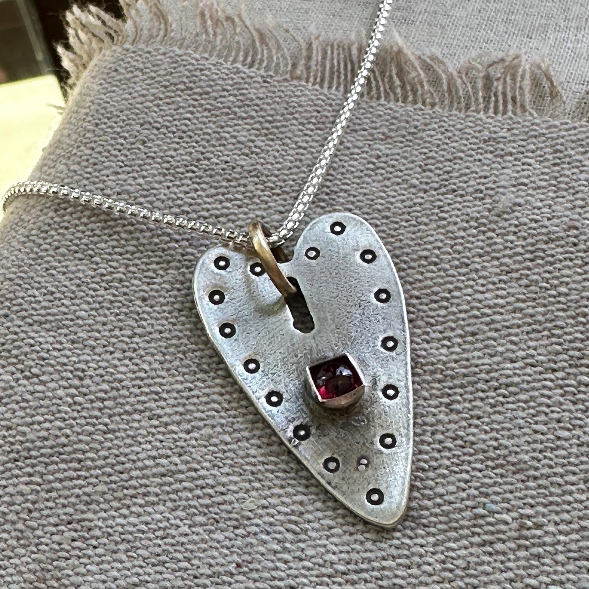 Heart Sterling Silver & Garnet Necklace Love Squared by iNk Jewelry