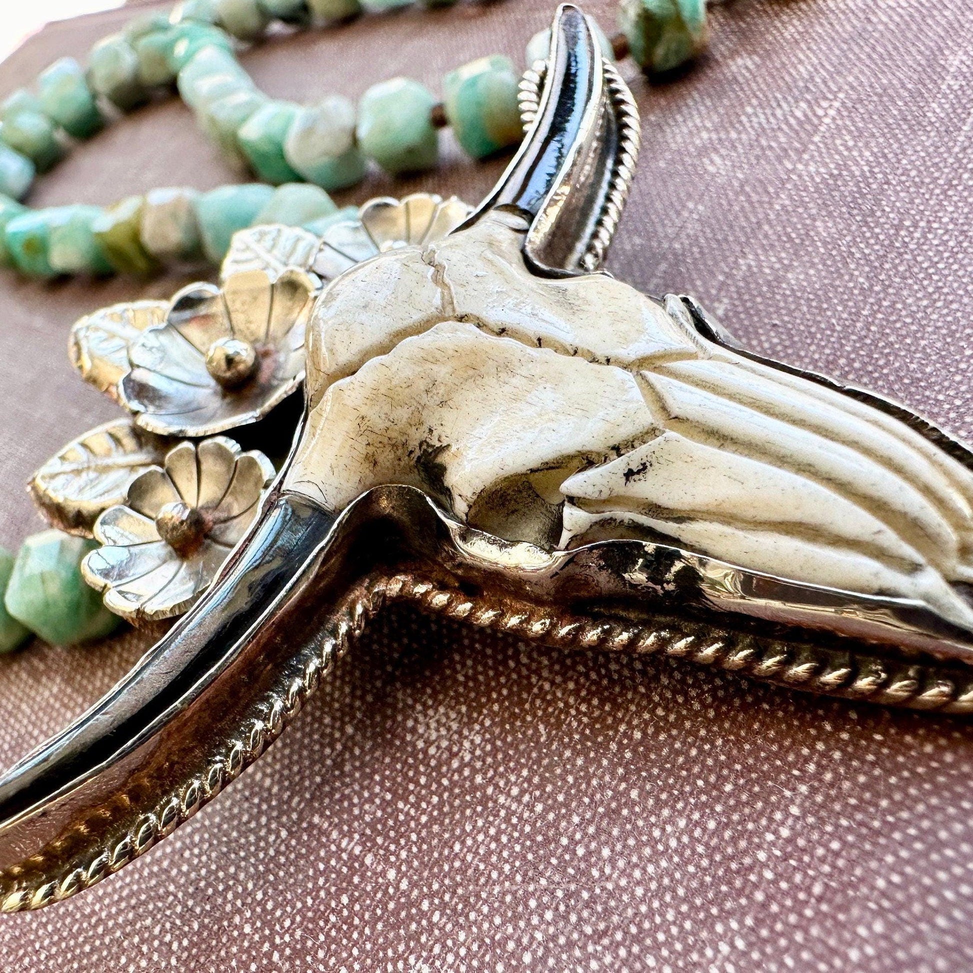 Death Valley Cow Skull Western Necklace by iNk Jewelry