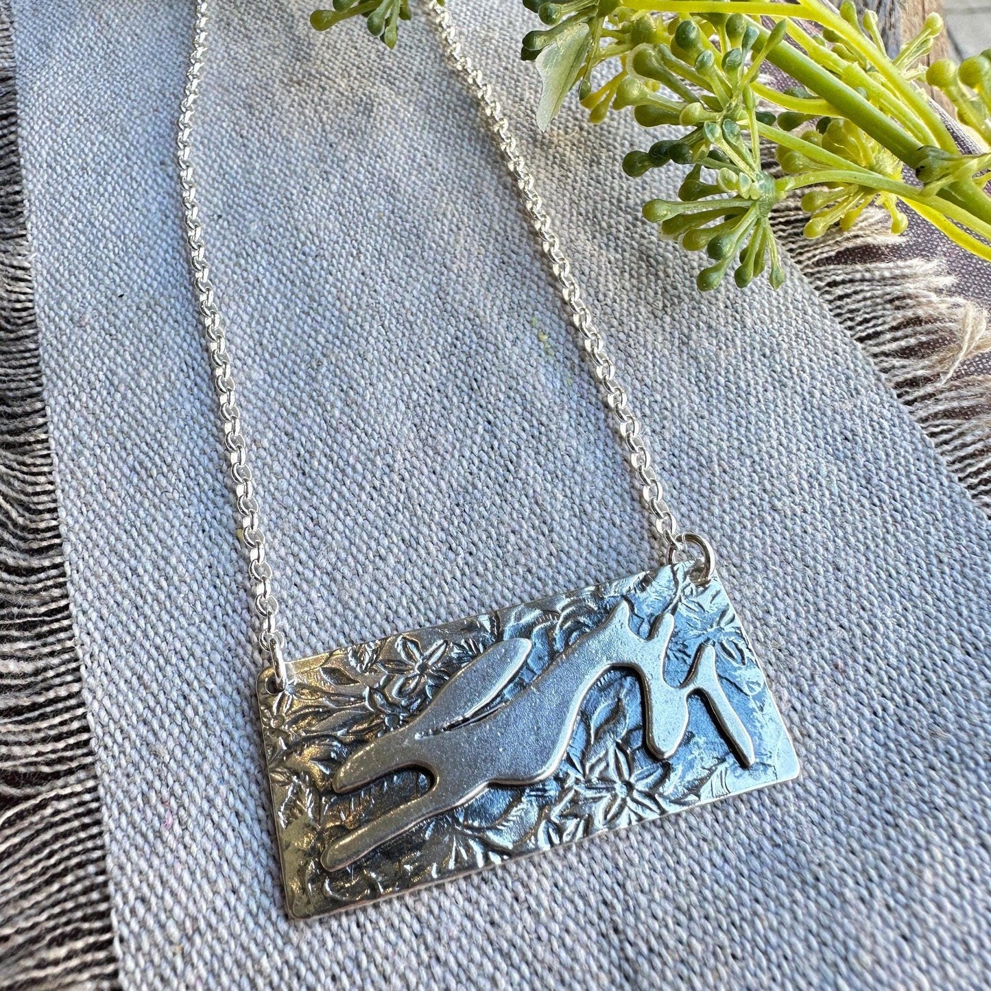 Run Rabbit Solid Sterling Silver Necklace by iNk Jewelry