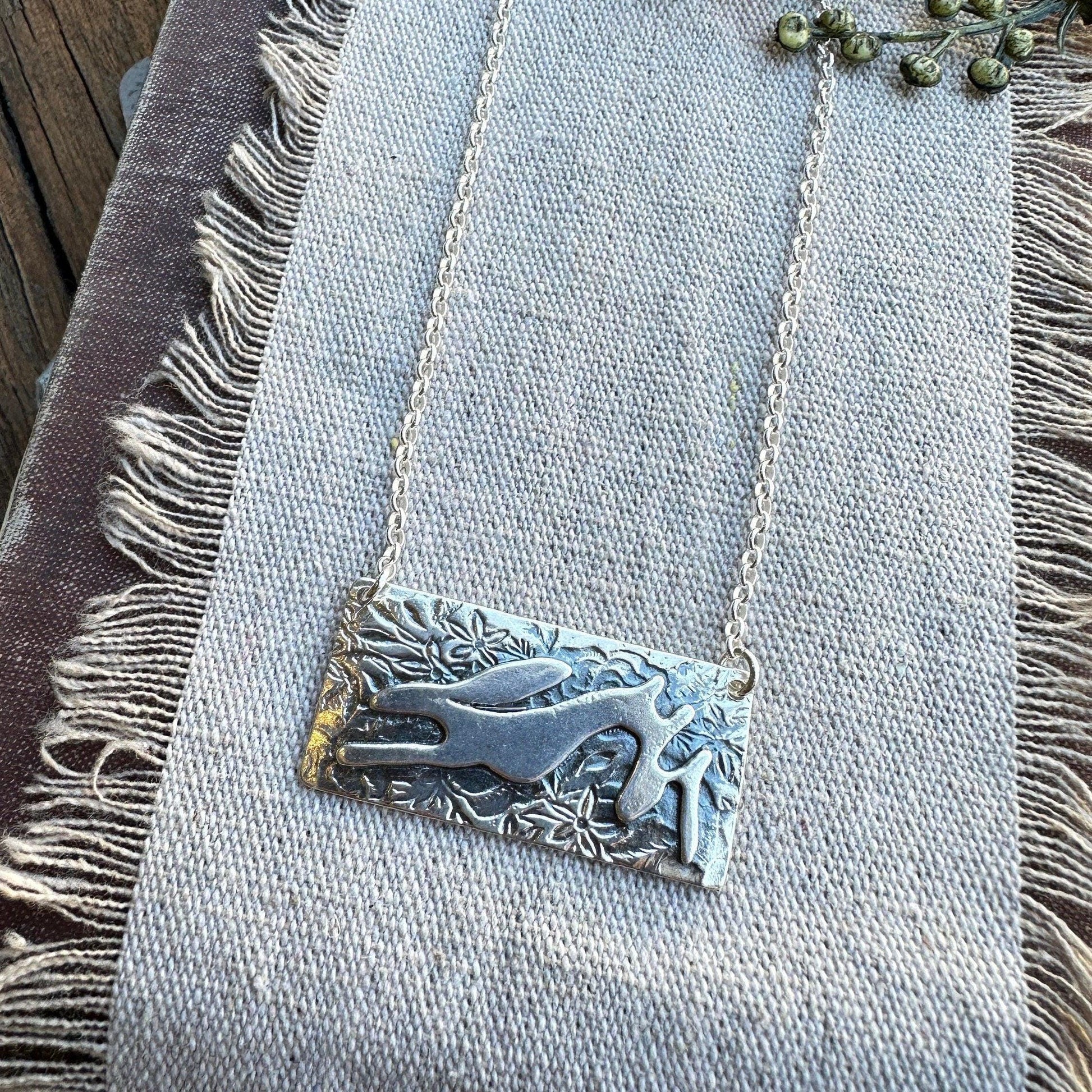 Run Rabbit Solid Sterling Silver Necklace by iNk Jewelry