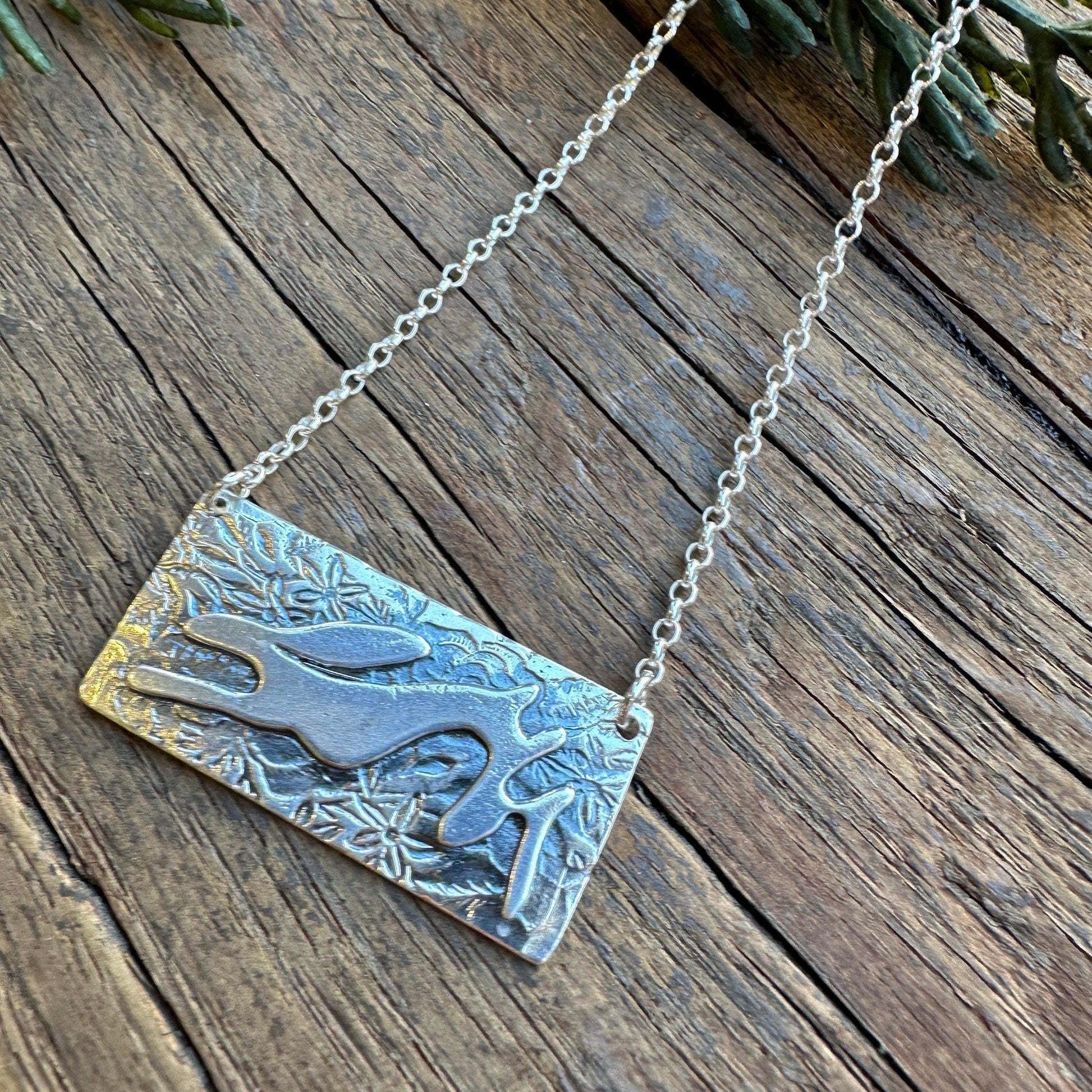 Run Rabbit Solid Sterling Silver Necklace by iNk Jewelry