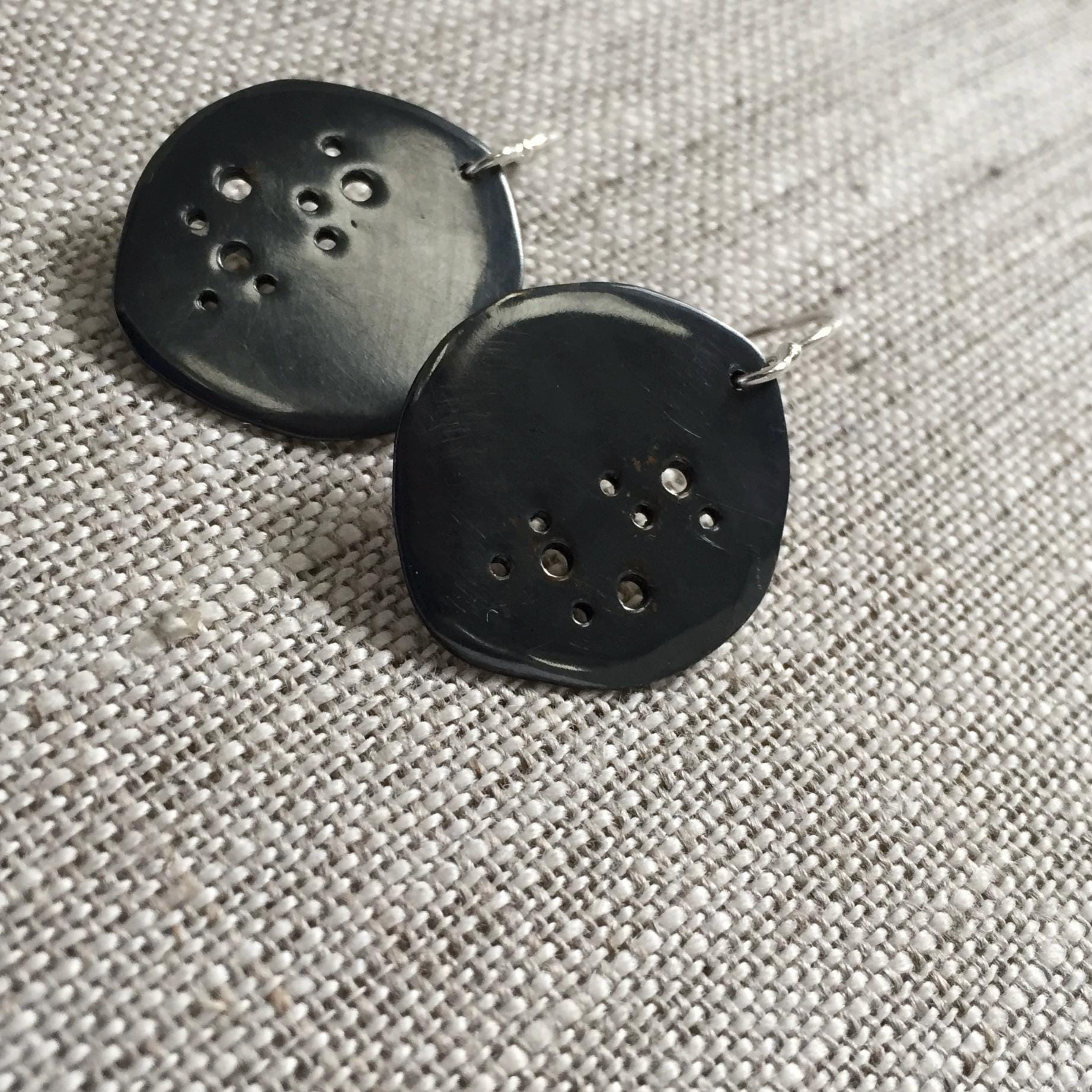 Lunar Elegance: Handcrafted Silver Moon Earrings by iNk Jewelry