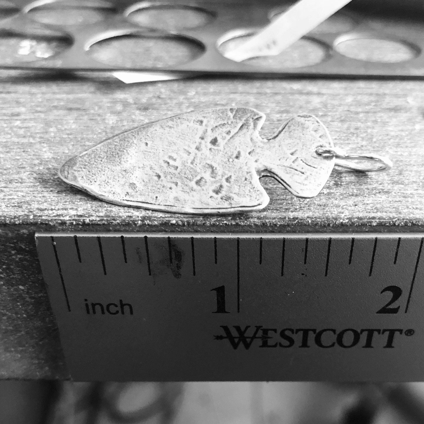 Handcrafted Silver Arrowhead Earrings with a Rustic Touch by iNk Jewelry