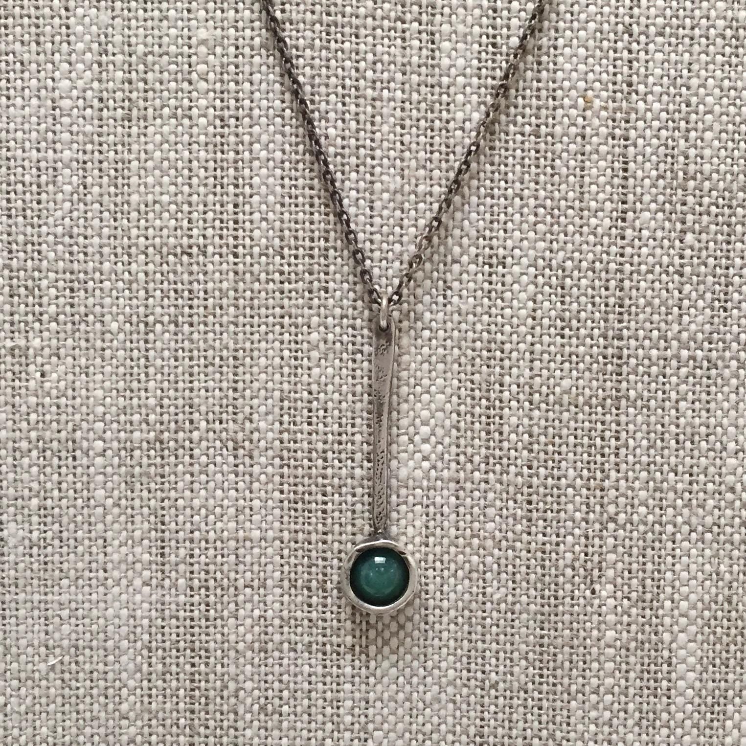 Tic Toc Sterling Silver Gemstone Necklace with Turquoise by iNk Jewelry