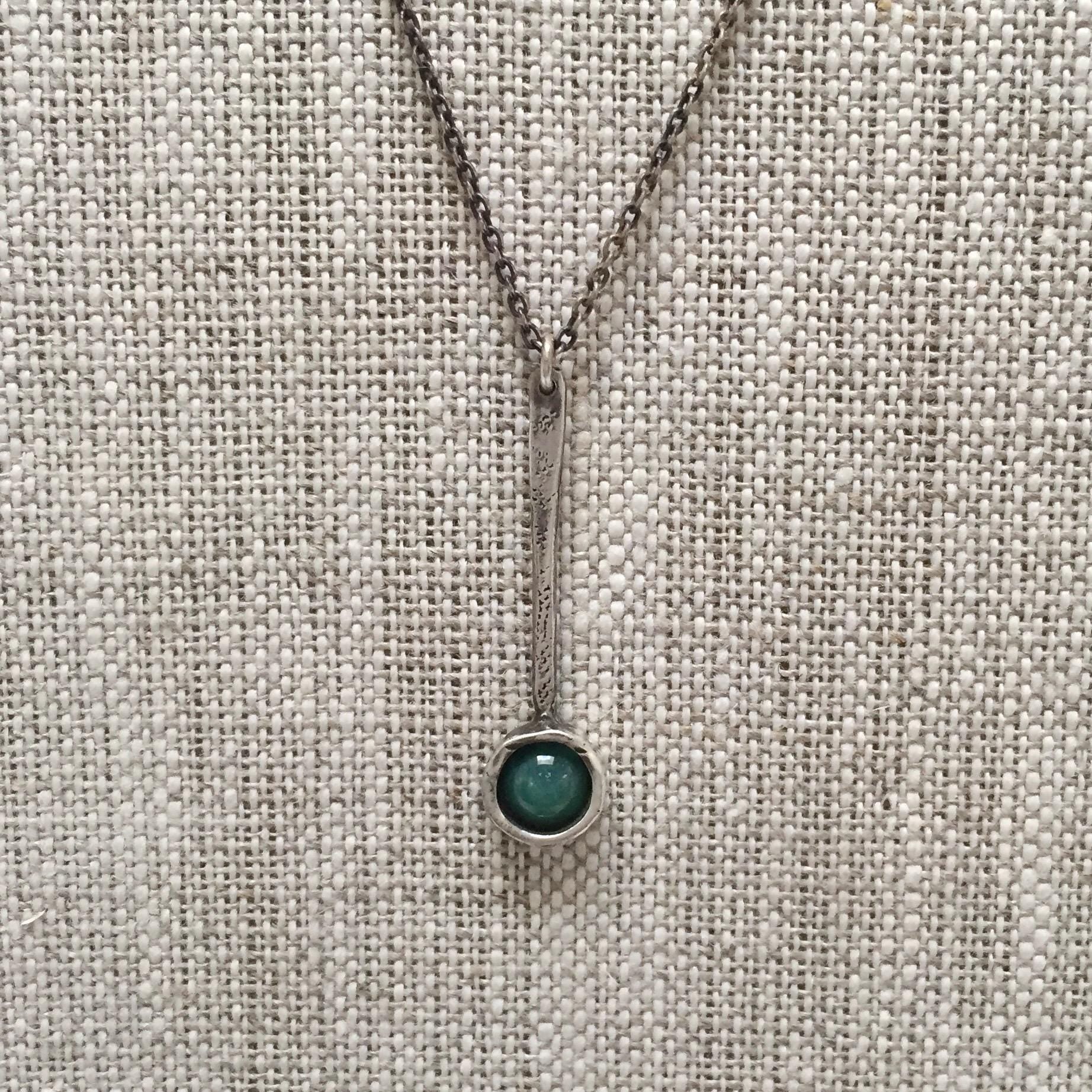 Tic Toc Sterling Silver Gemstone Necklace with Turquoise by iNk Jewelry
