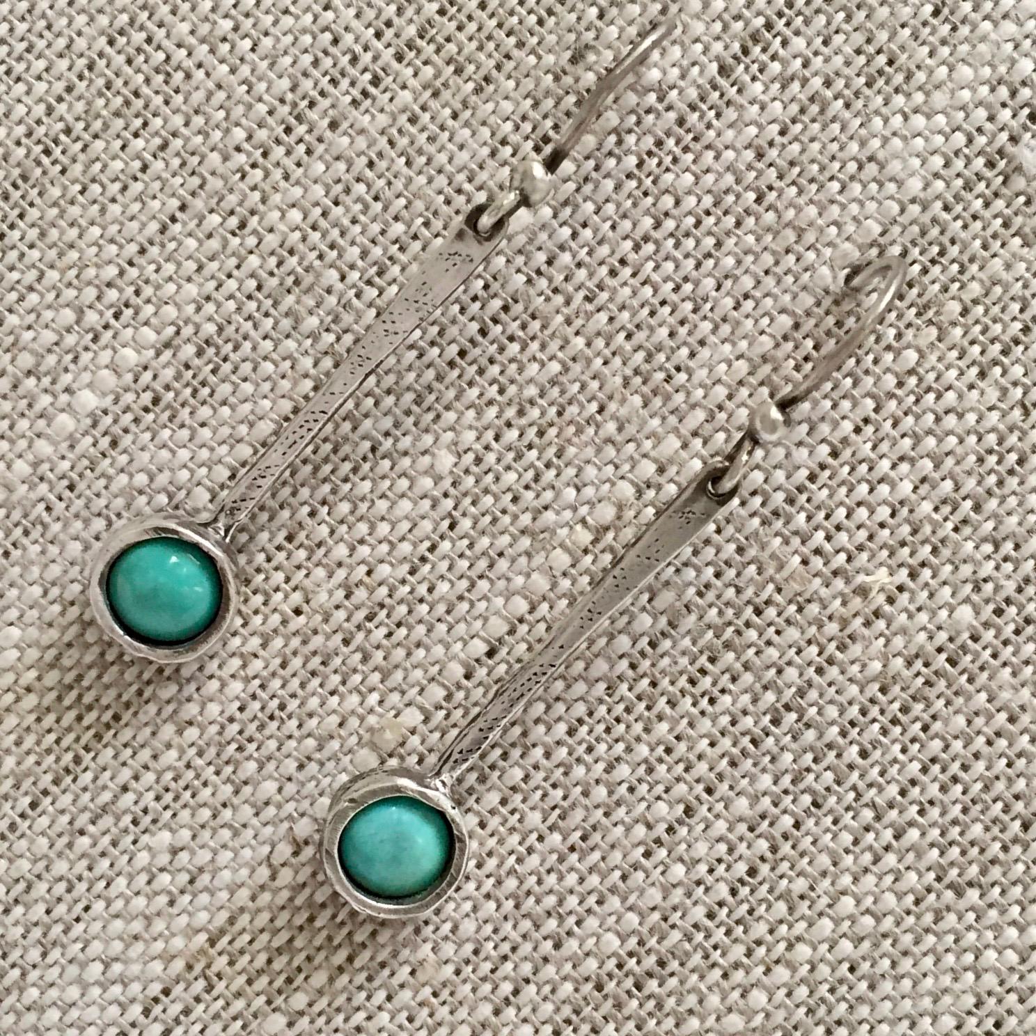 Tic Tok Earrings Sterling Silver Gemstone Dangle Long Drop by iNk Jewelry