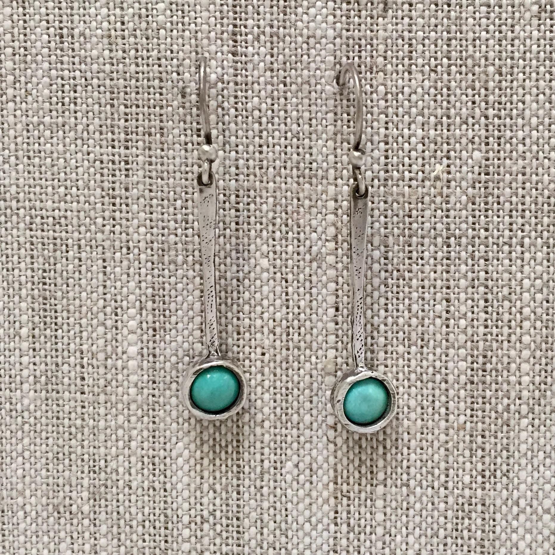 Tic Tok Earrings Sterling Silver Carnelian Gemstone Dangle Long Drop by iNk Jewelry