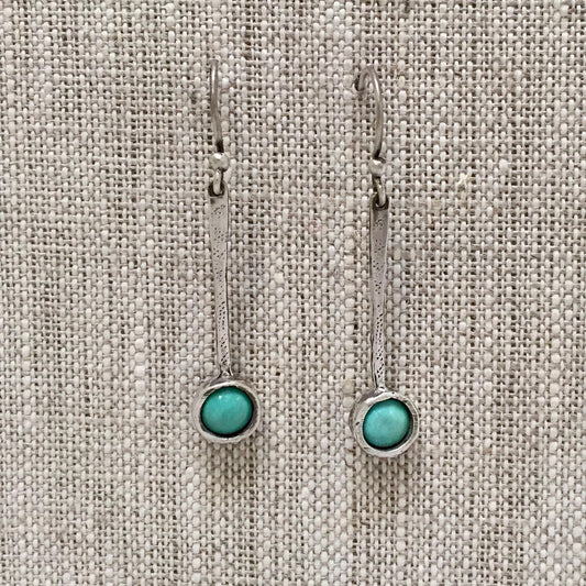 Tic Toc Earrings Sterling Silver Carnelian Gemstone Dangle Long Drop by iNk Jewelry