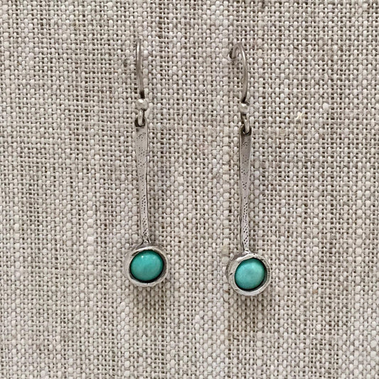 Tic Toc Earrings Sterling Silver Carnelian Gemstone Dangle Long Drop by iNk Jewelry