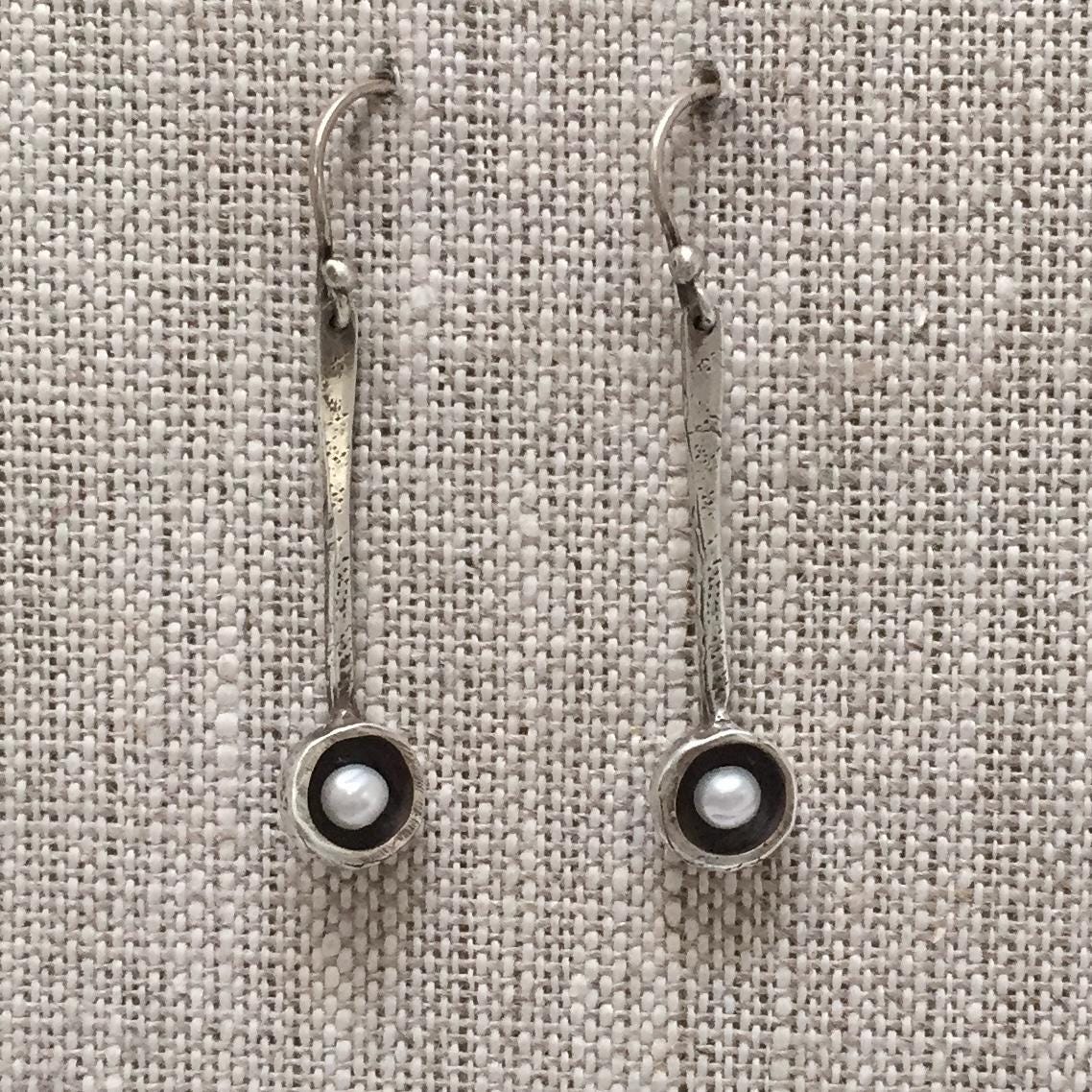 Tic Tok Earrings Sterling Silver Gemstone Dangle Long Drop by iNk Jewelry