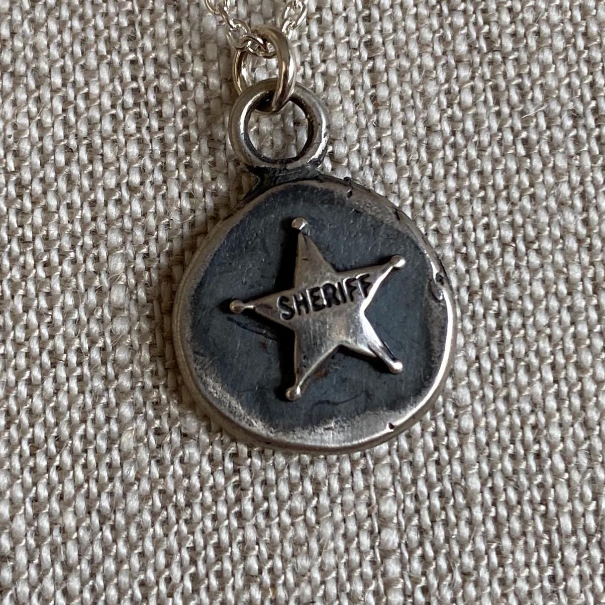 Sheriff Cutie Sterling Silver Badge Necklace by iNk Jewelry