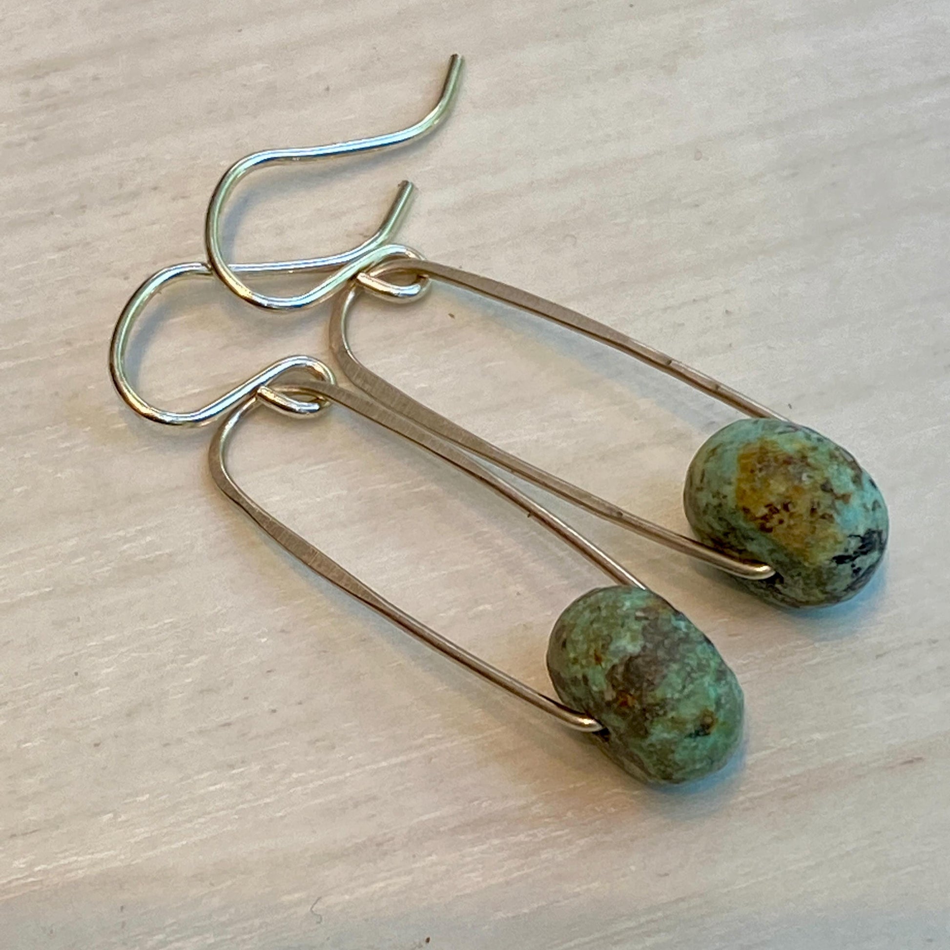 Turquoise Rondelle Suspended in Sterling Silver Earring "Cirq" by iNk Jewelry