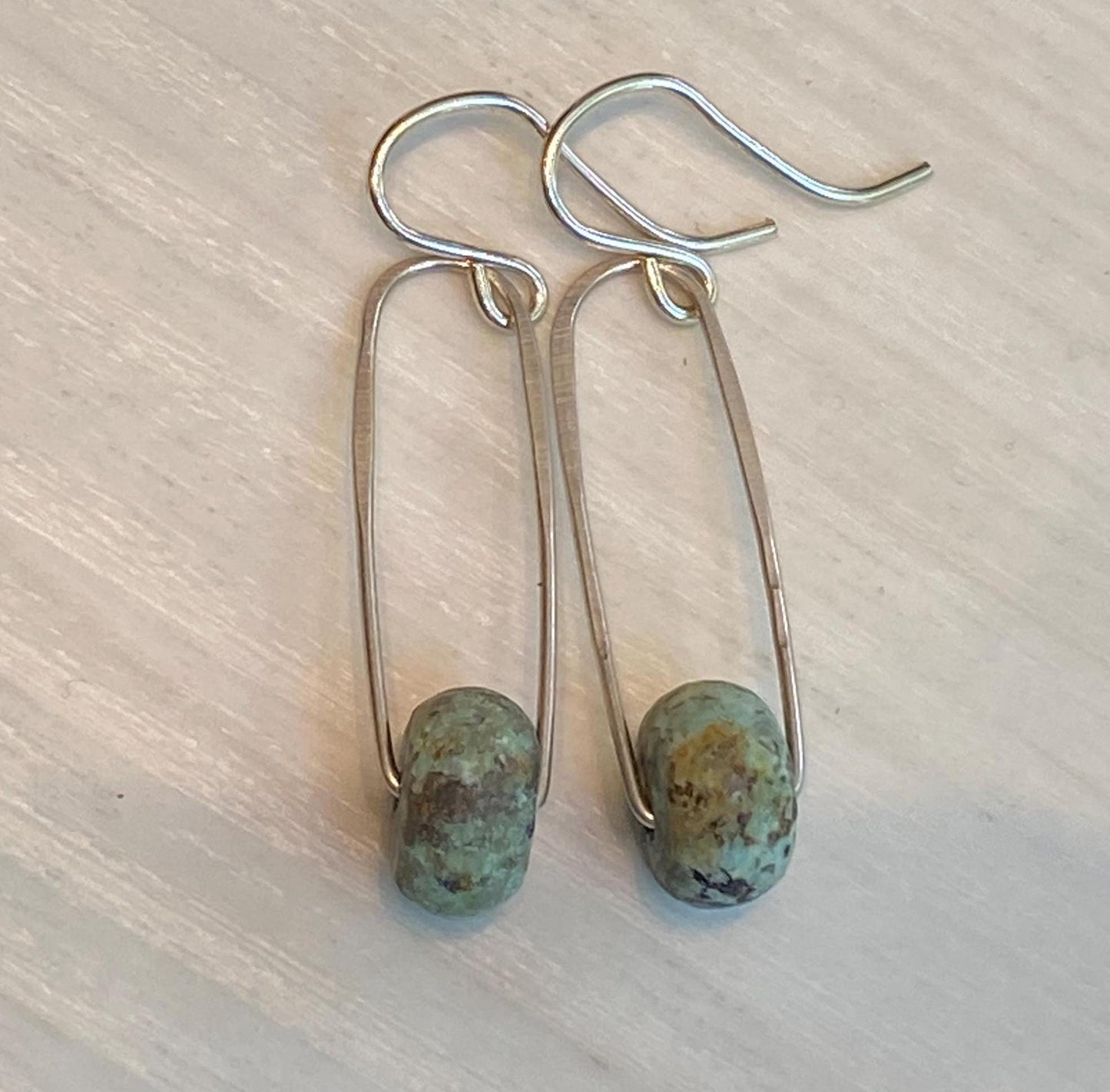 Turquoise Rondelle Suspended in Sterling Silver Earring "Cirq" by iNk Jewelry