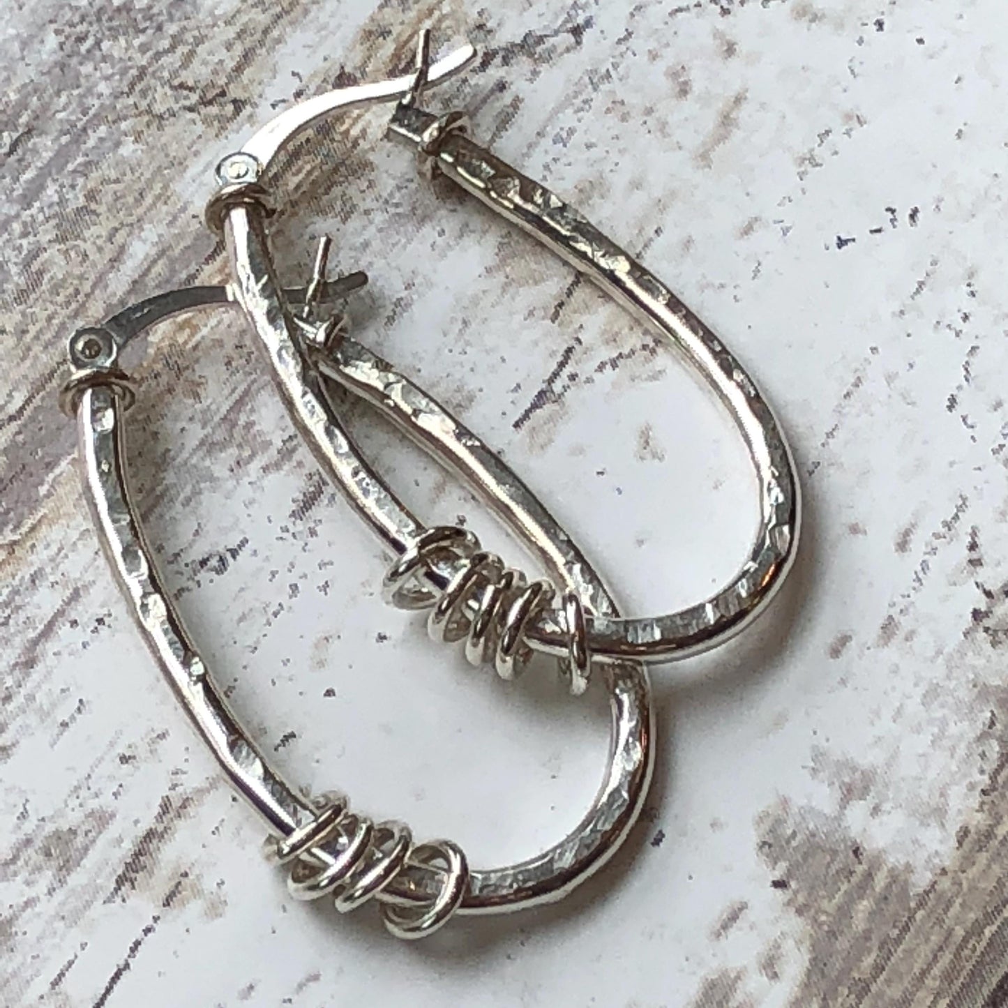 Oval Textured Hoop Earring "Stirrup" by iNk Jewelry