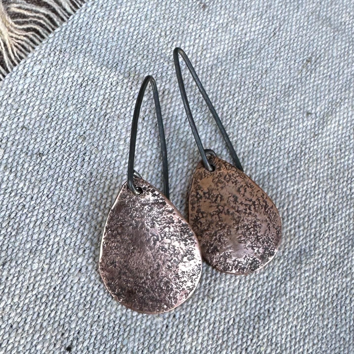Textured Distressed Copper Earring "Allure" by iNk Jewelry