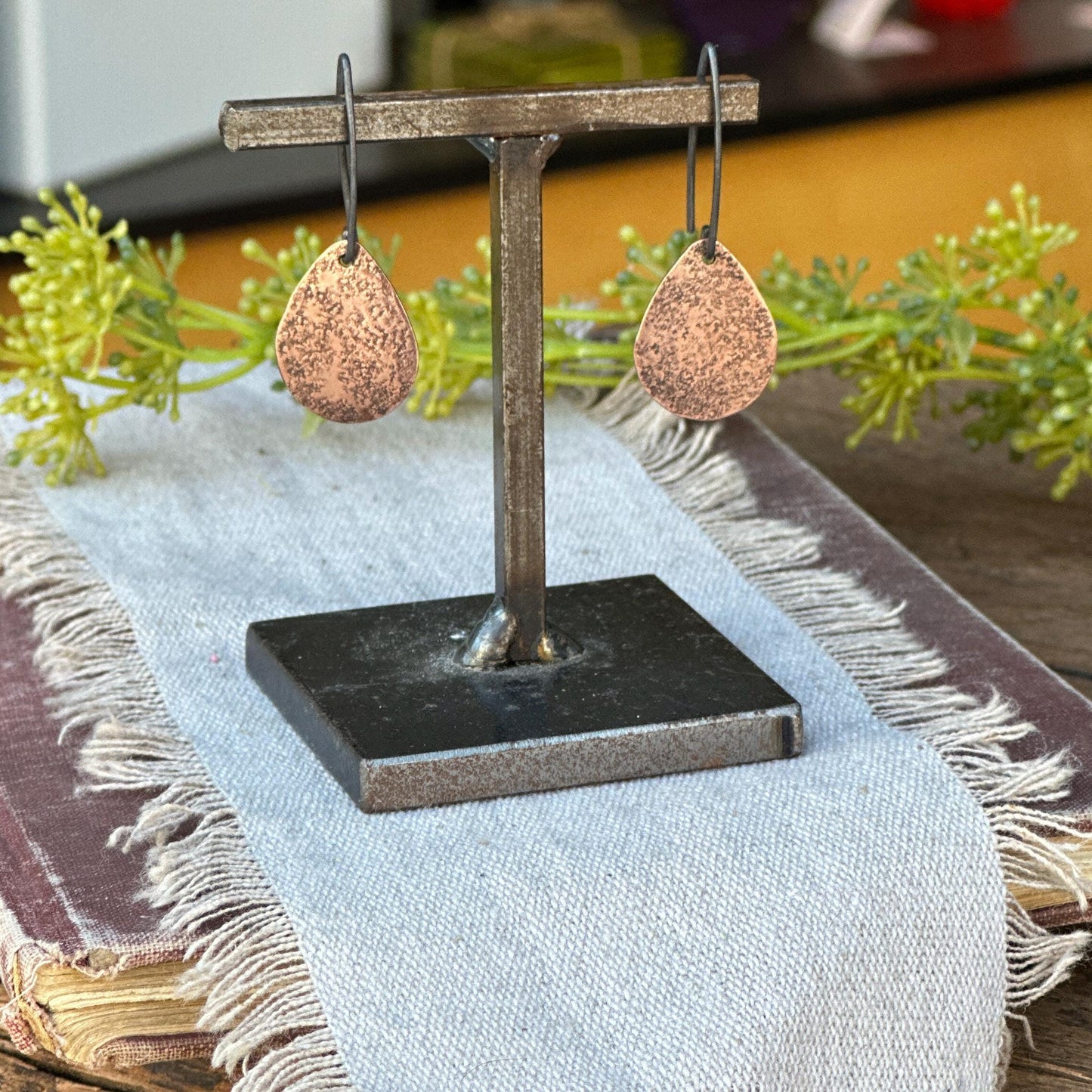 Textured Distressed Copper Earring "Allure" by iNk Jewelry