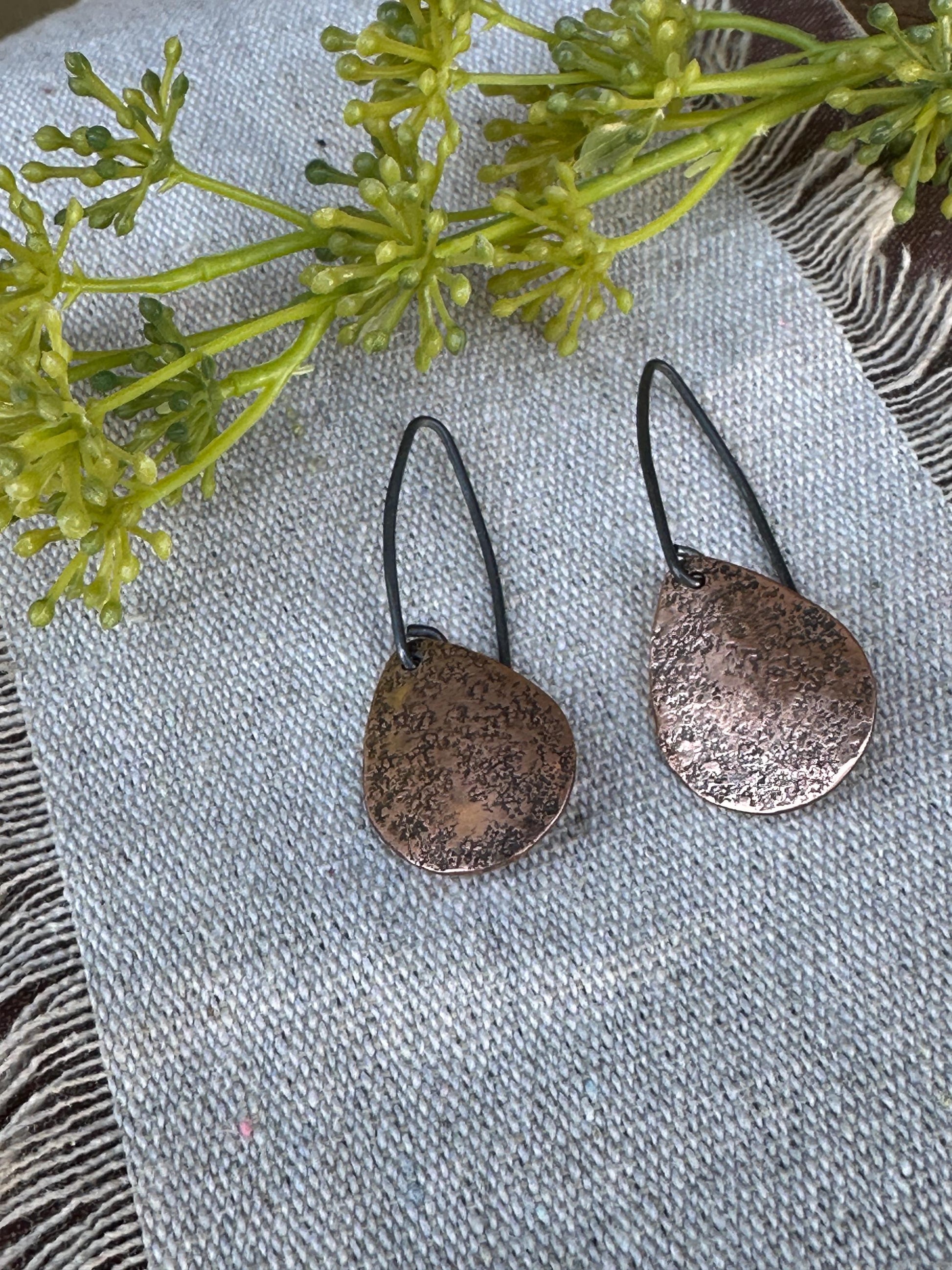 Textured Distressed Copper Earring "Allure" by iNk Jewelry