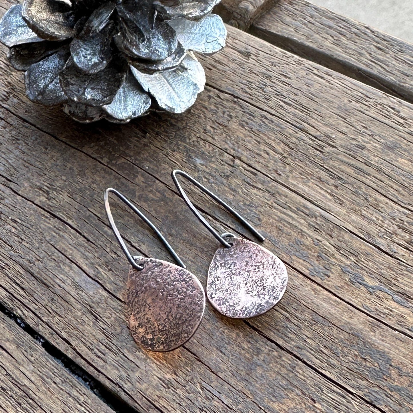 Textured Distressed Copper Earring "Allure" by iNk Jewelry