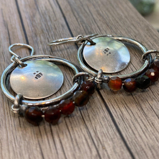 Carnelian Earrings in Solid Sterling Silver Soul - by iNk Jewelry