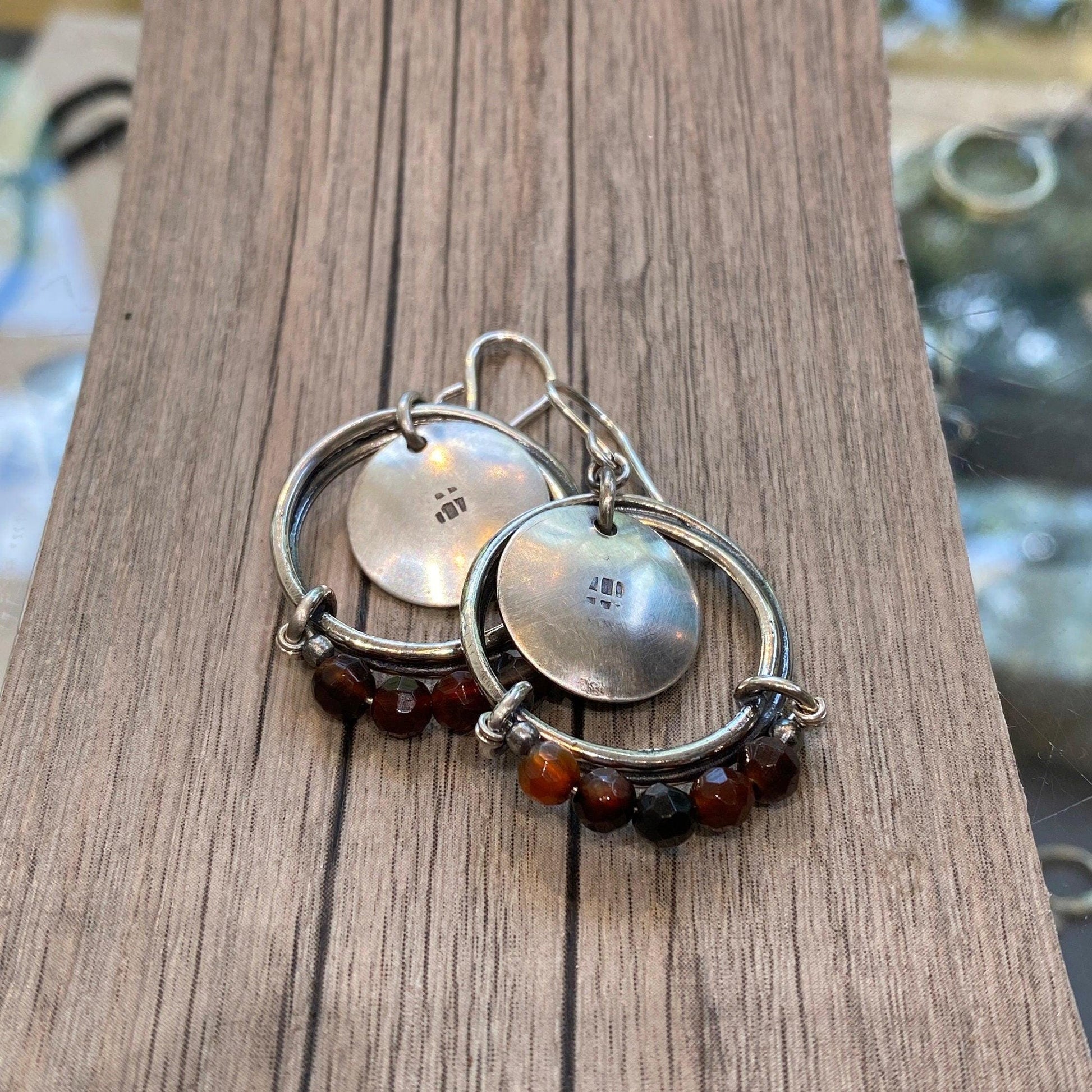 Carnelian Earrings in Solid Sterling Silver Soul - by iNk Jewelry