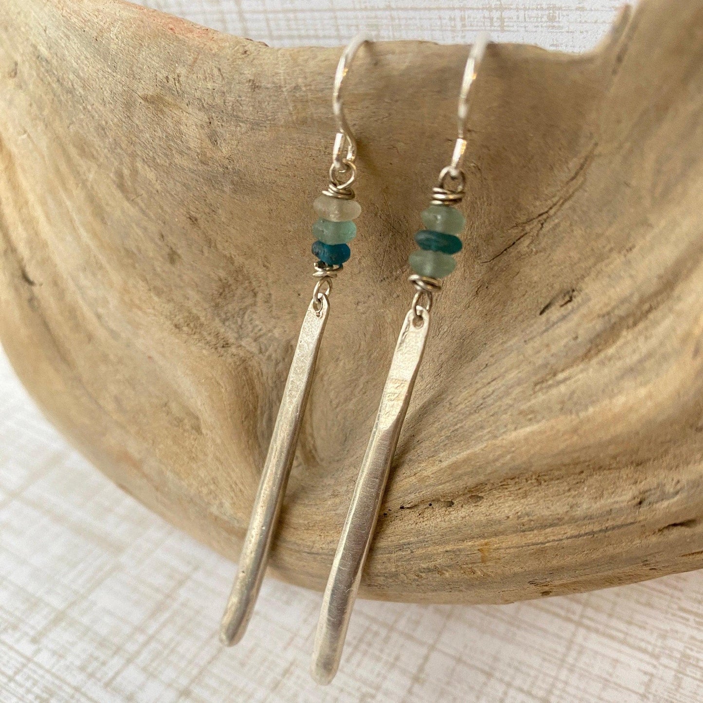 Roman Glass and Sterling Sterling Silver Earrings by iNk Jewelry