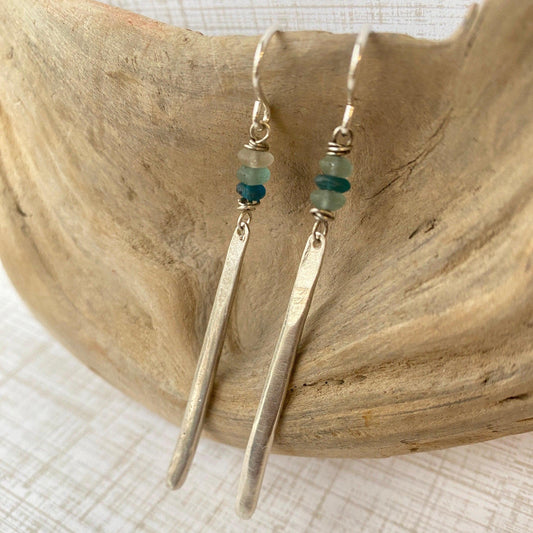 Roman Glass and Sterling Sterling Silver Earrings by iNk Jewelry