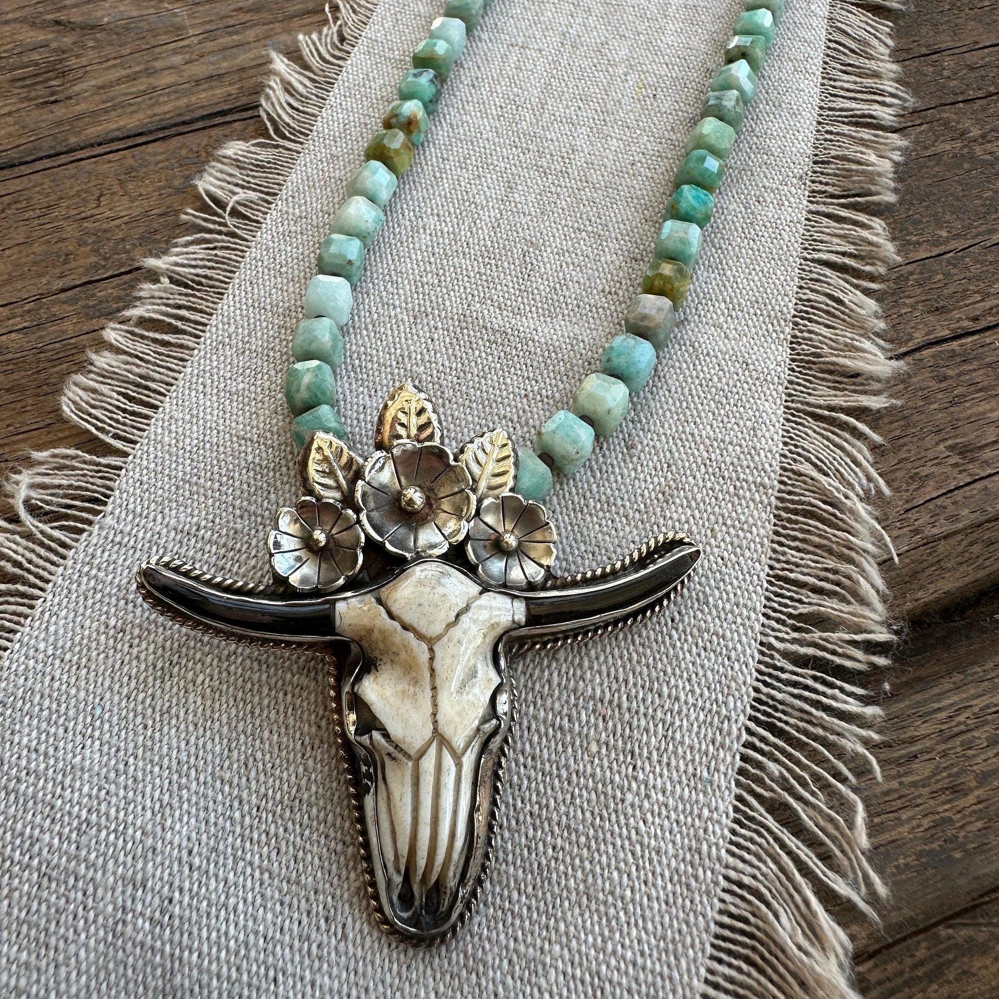 Death Valley Cow Skull Western Necklace by iNk Jewelry