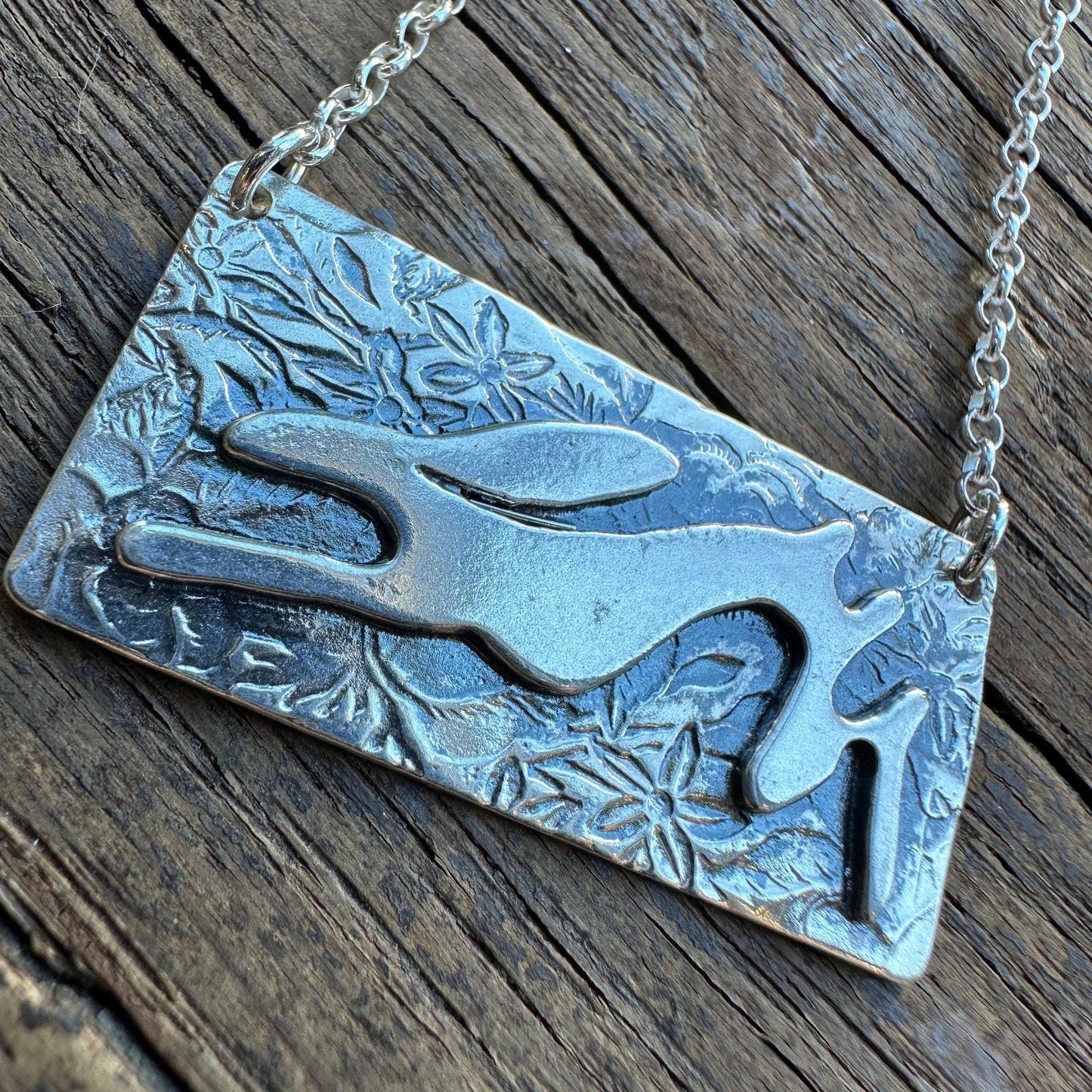 Run Rabbit Solid Sterling Silver Necklace by iNk Jewelry