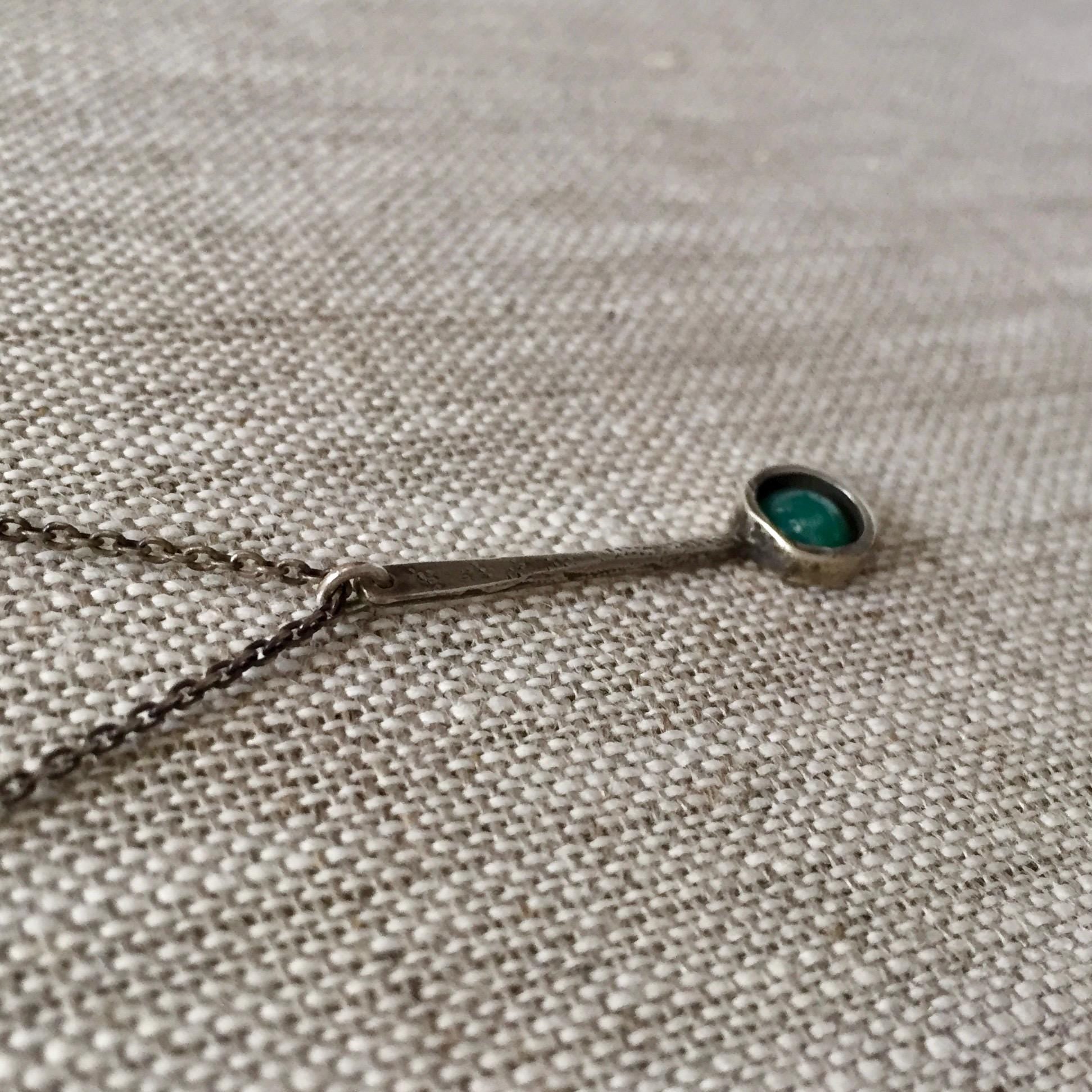 Tic Toc Sterling Silver Gemstone Necklace with Turquoise by iNk Jewelry