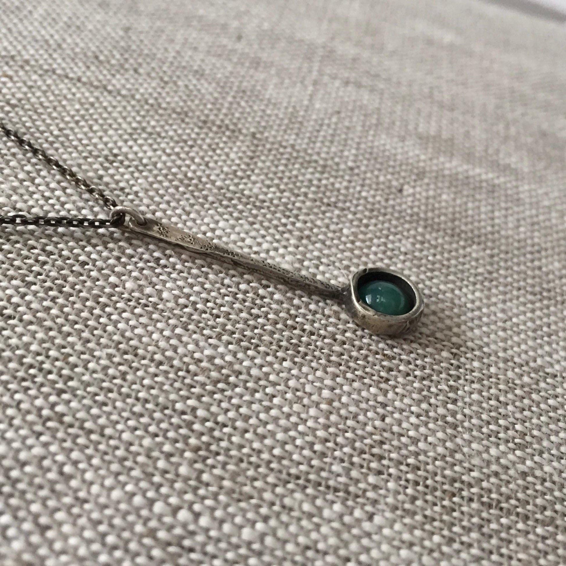 Tic Toc Sterling Silver Gemstone Necklace with Turquoise by iNk Jewelry