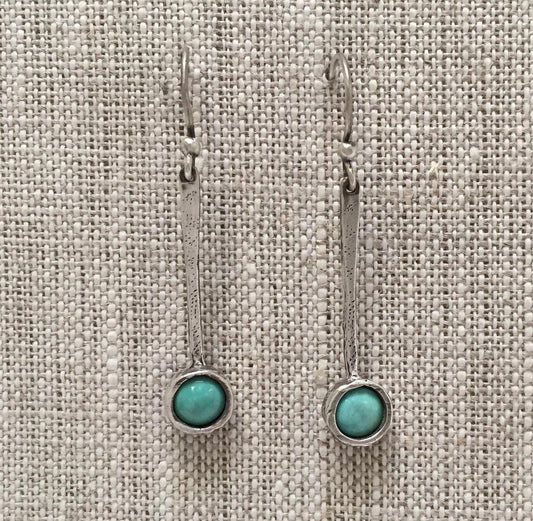 Tic Tok Earrings Sterling Silver Gemstone Dangle Long Drop by iNk Jewelry