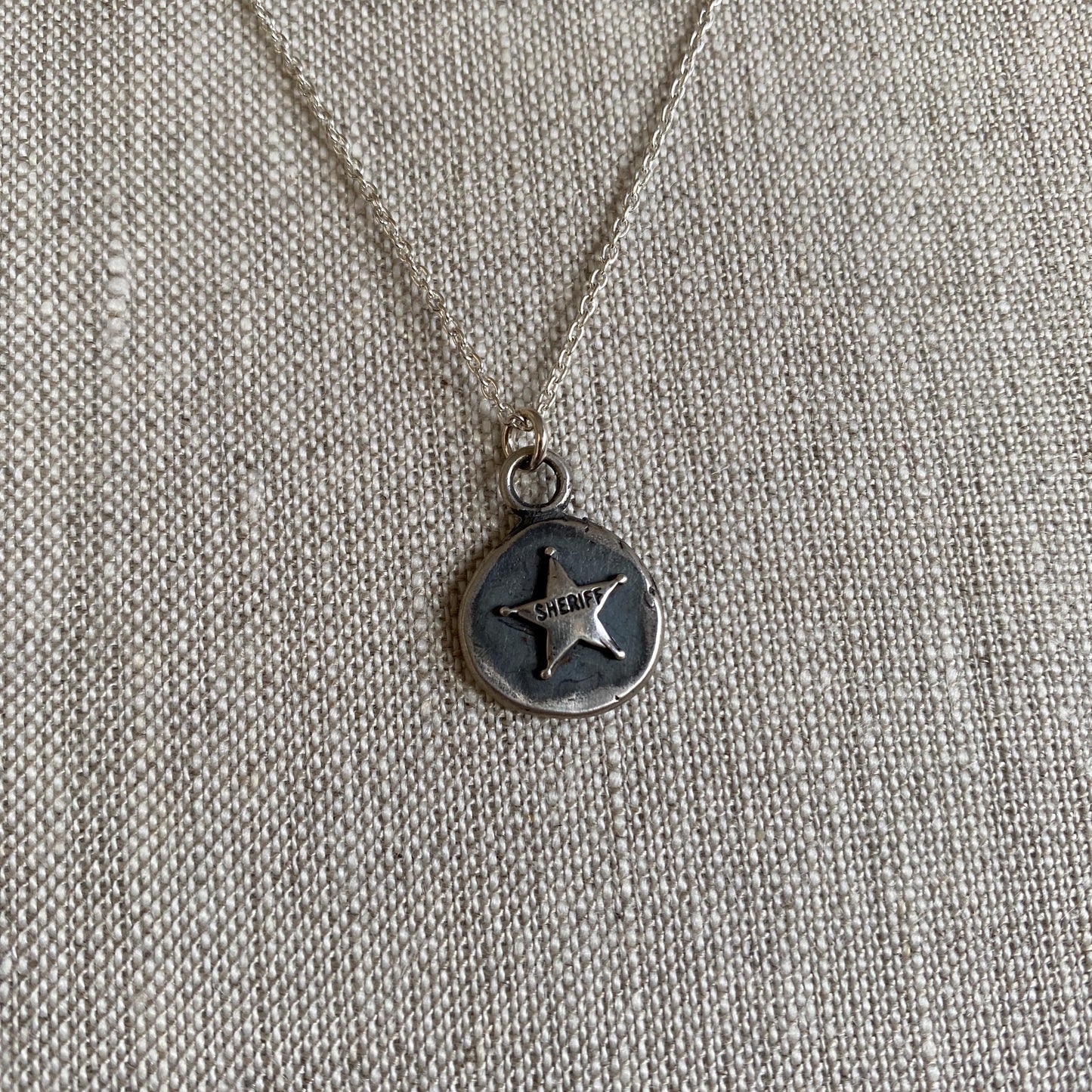Sheriff Cutie Sterling Silver Badge Necklace by iNk Jewelry