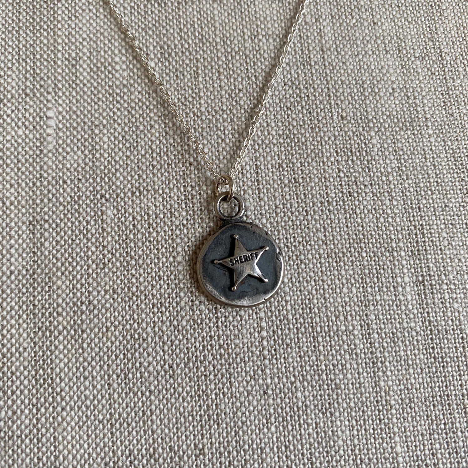 Sheriff Cutie Sterling Silver Badge Necklace by iNk Jewelry