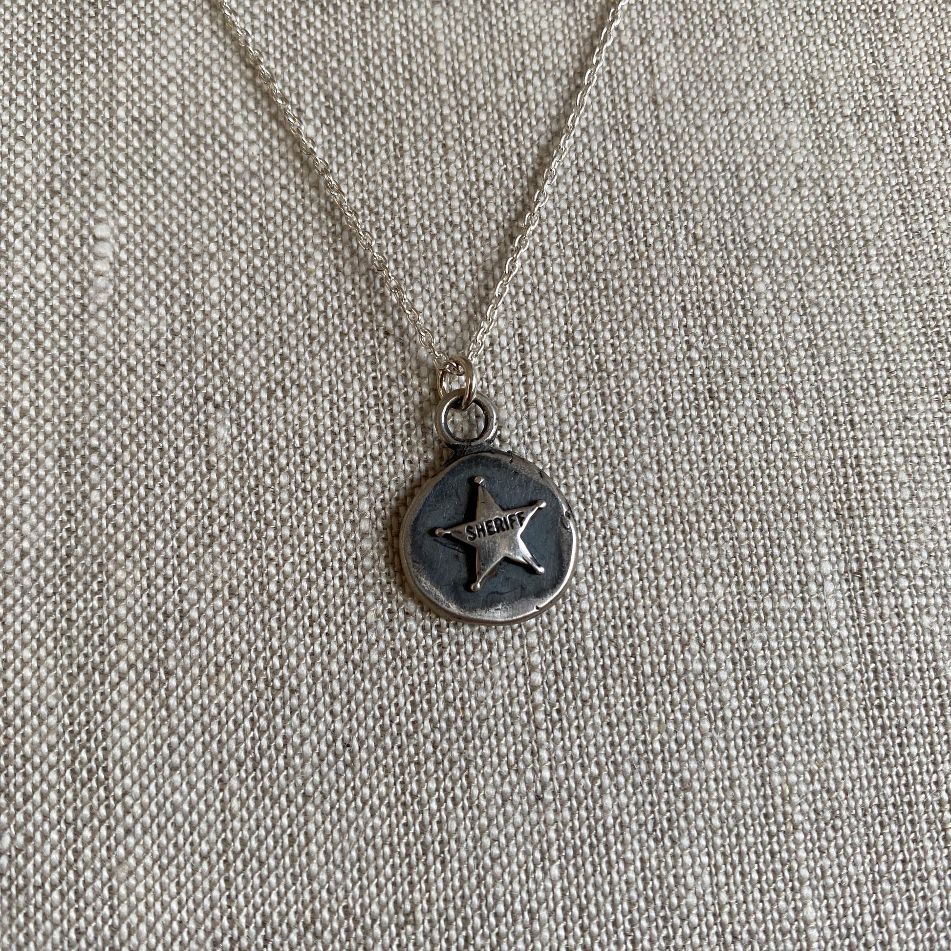Sheriff Cutie Sterling Silver Badge Necklace by iNk Jewelry