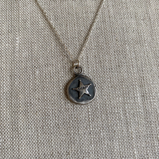 Sheriff Cutie Sterling Silver Badge Necklace by iNk Jewelry