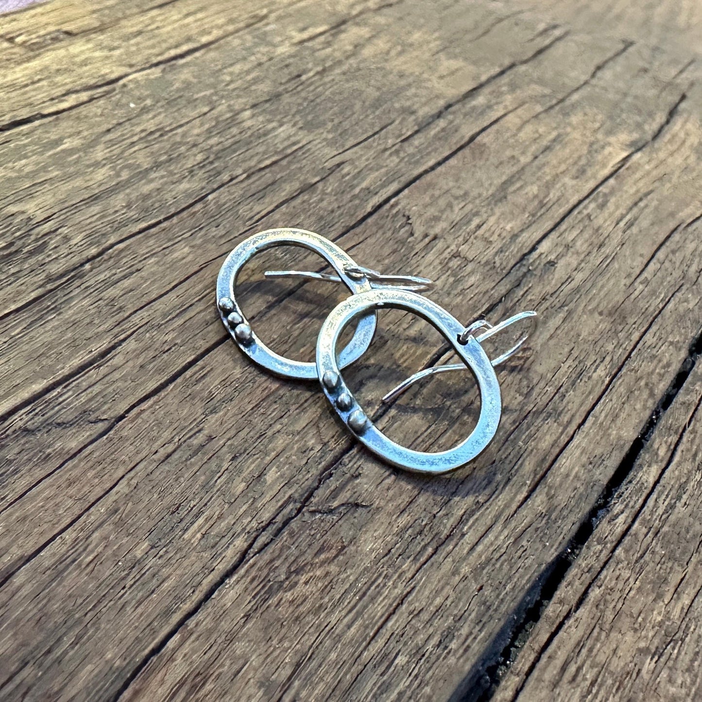 Sterling Silver Oval Dot Earrings "Three Moons" Earrings by iNk Jewelry
