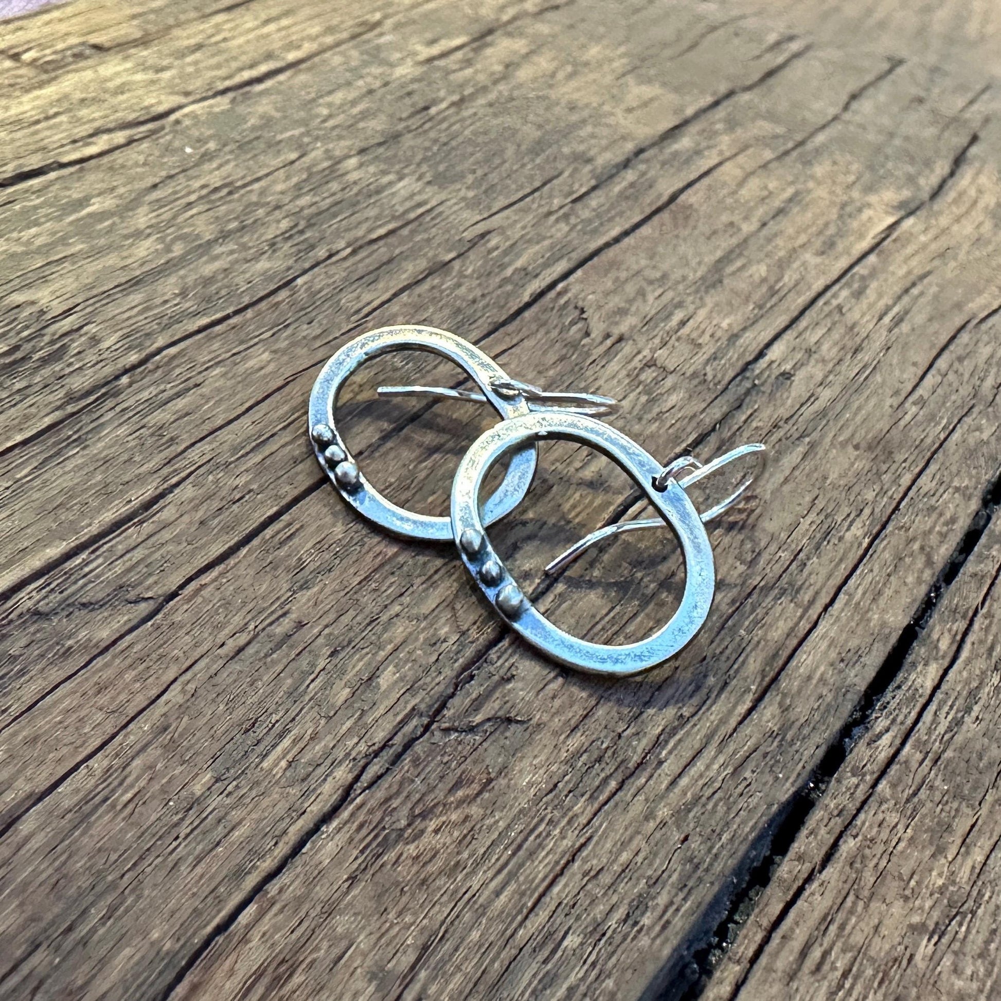 Sterling Silver Oval Dot Earrings "Three Moons" Earrings by iNk Jewelry