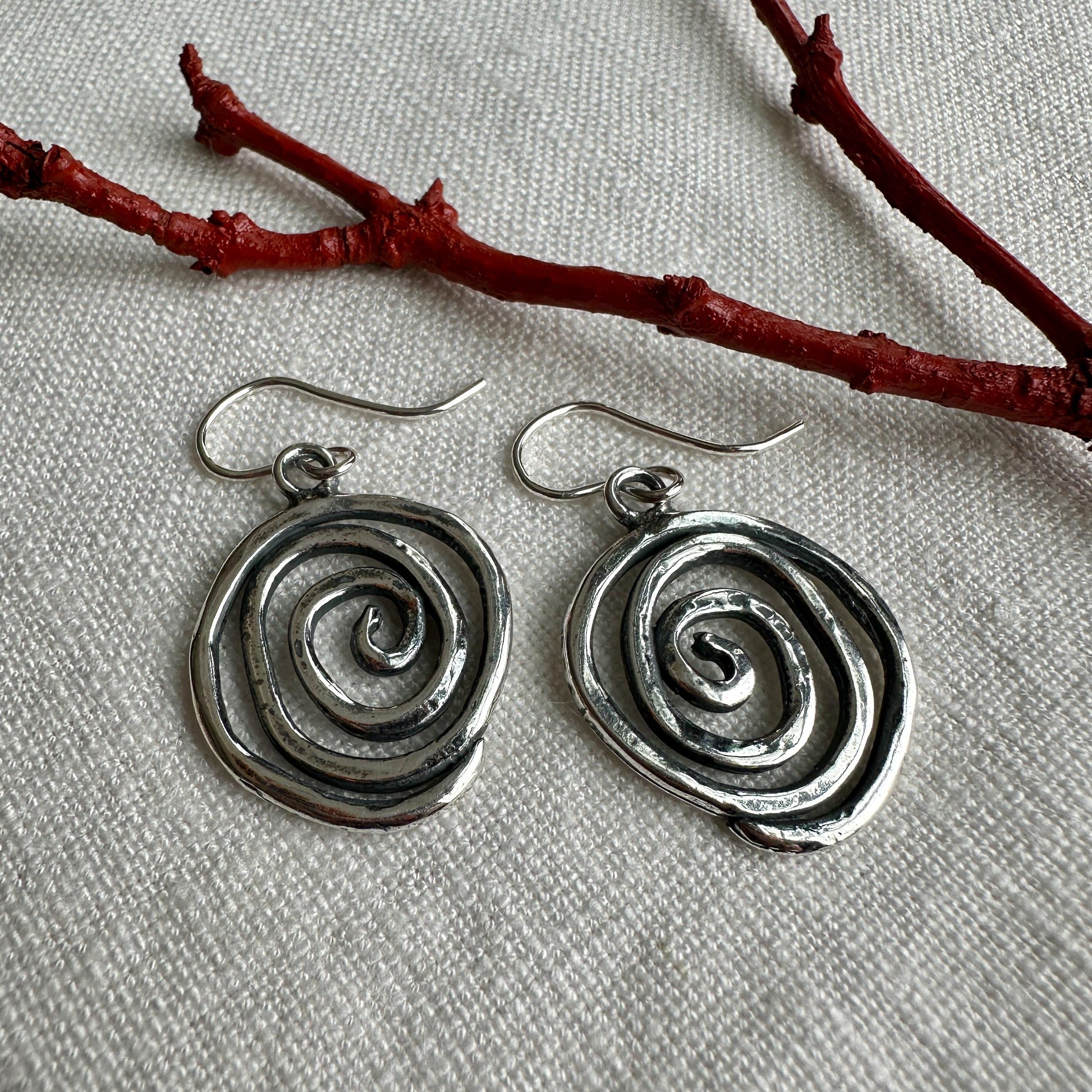 Whimsical Sterling Silver Swirl Earrings – Handmade Dangle Jewelry by iNk Jewelry